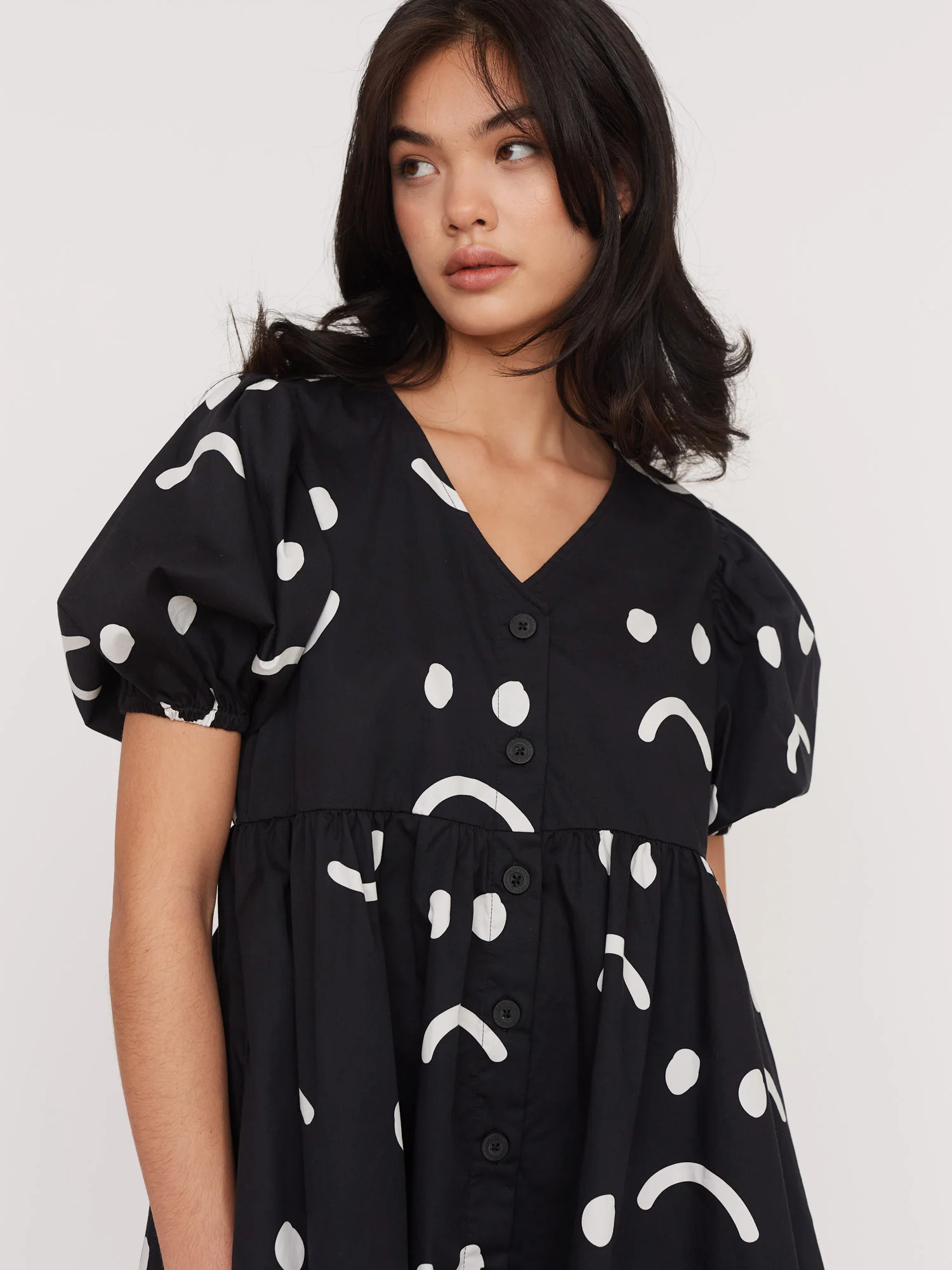 Happy Sad Black Mini Dress - Image 5