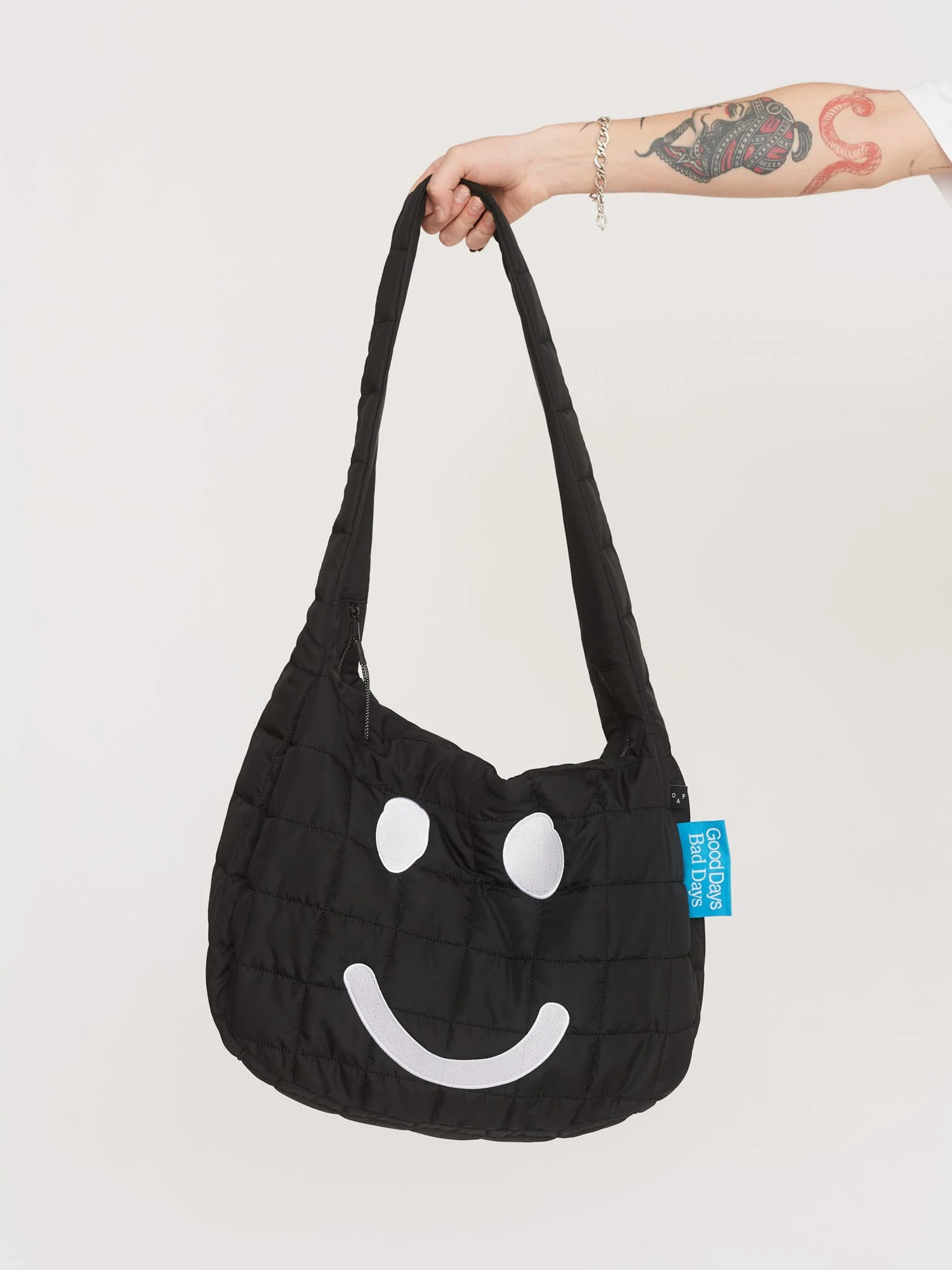 Happy Sad Black Quilted Shoulder Bag - Image 2