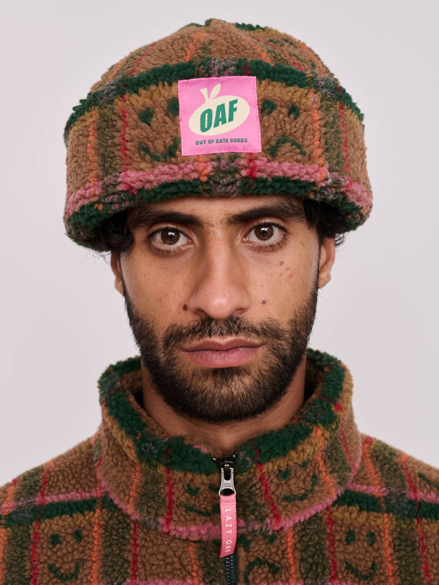 Happy Sad Check Fleece Hat - Image 2