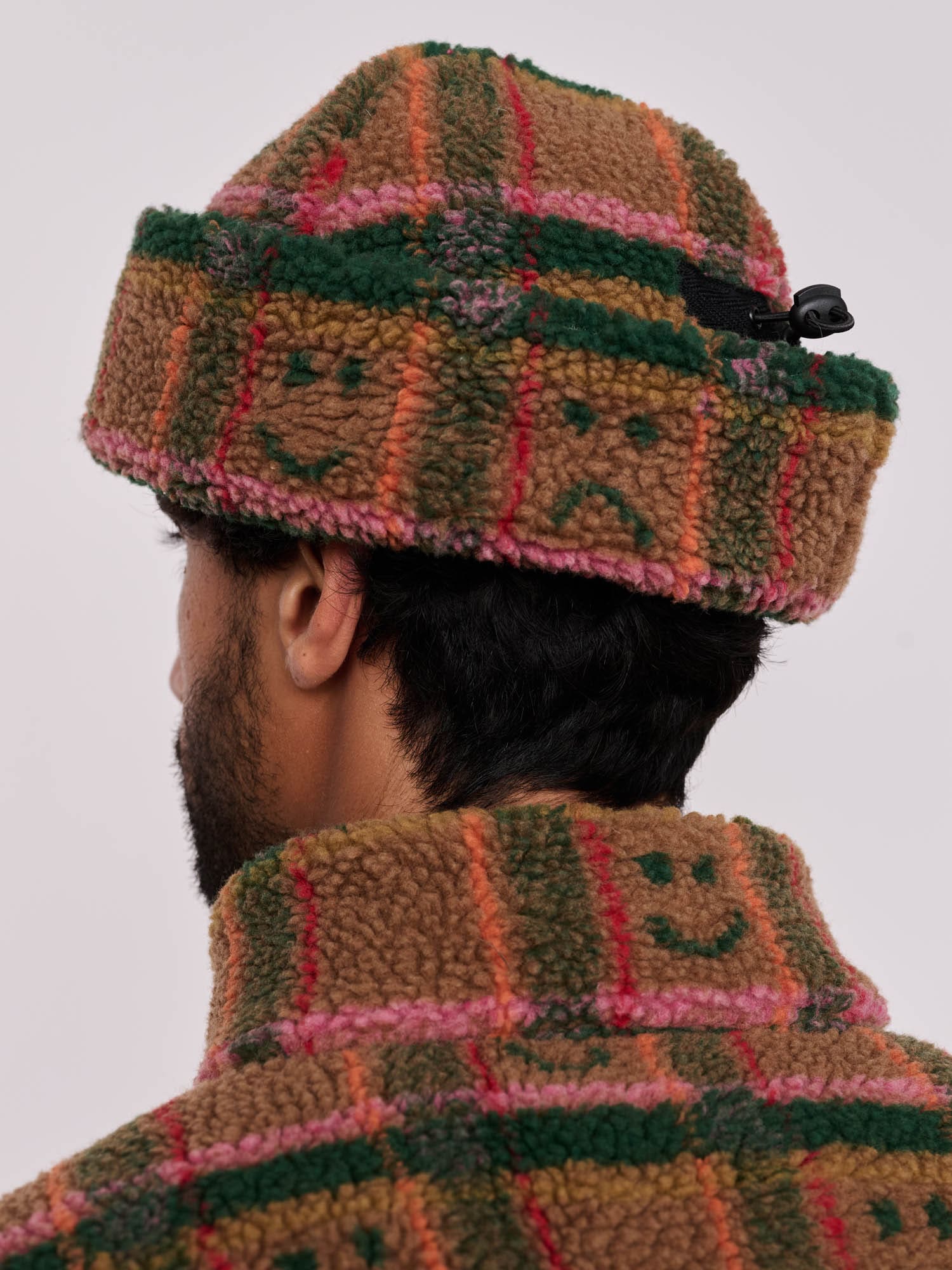 Happy Sad Check Fleece Hat - Image 6