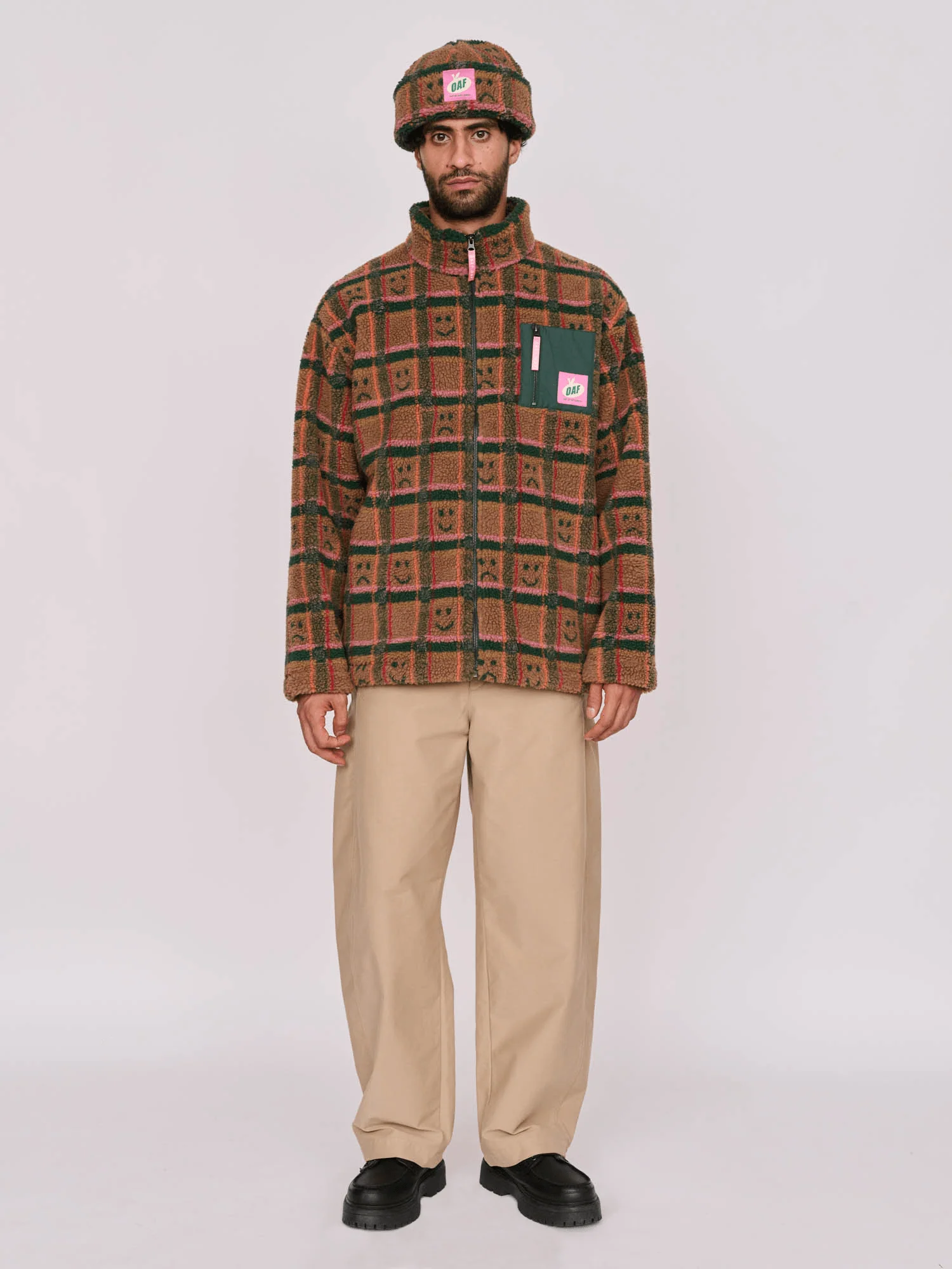 Happy Sad Check Fleece Set