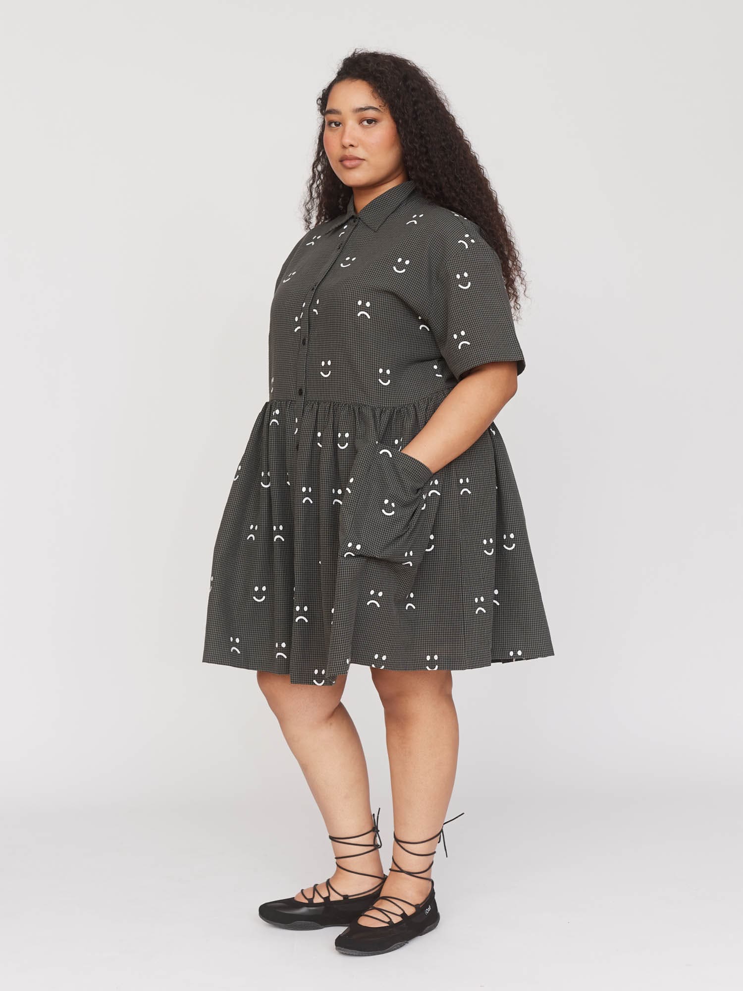 Happy Sad Check Smock Dress - Image 3
