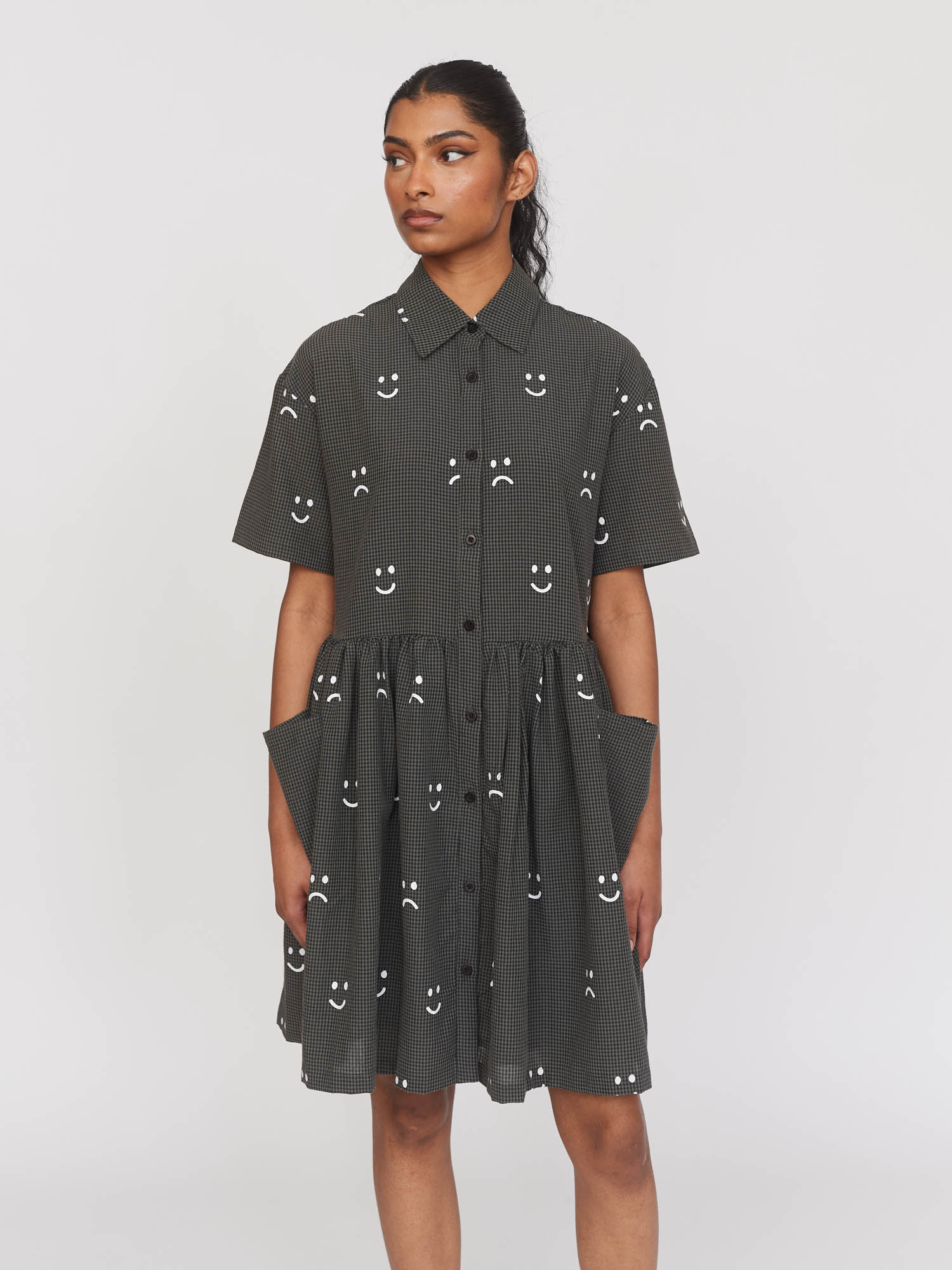 Happy Sad Check Smock Dress - Image 4