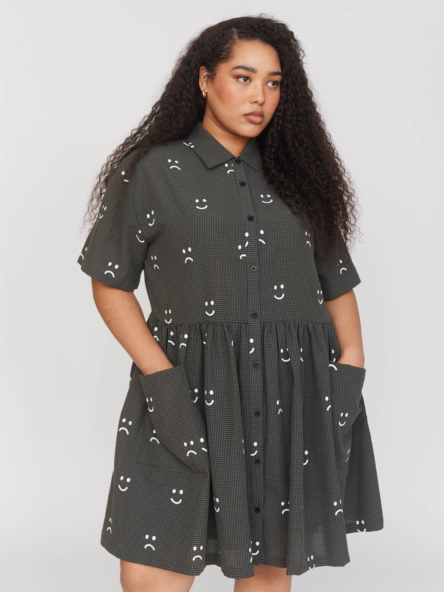 Happy Sad Check Smock Dress - Image 6