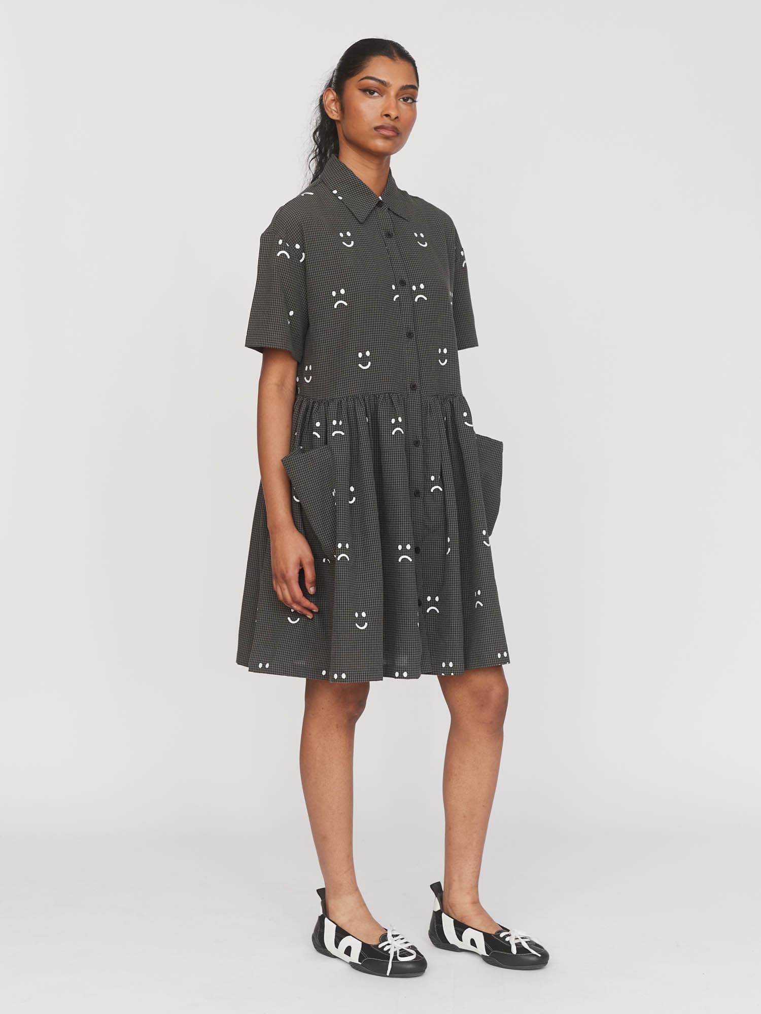 Happy Sad Check Smock Dress - Image 7