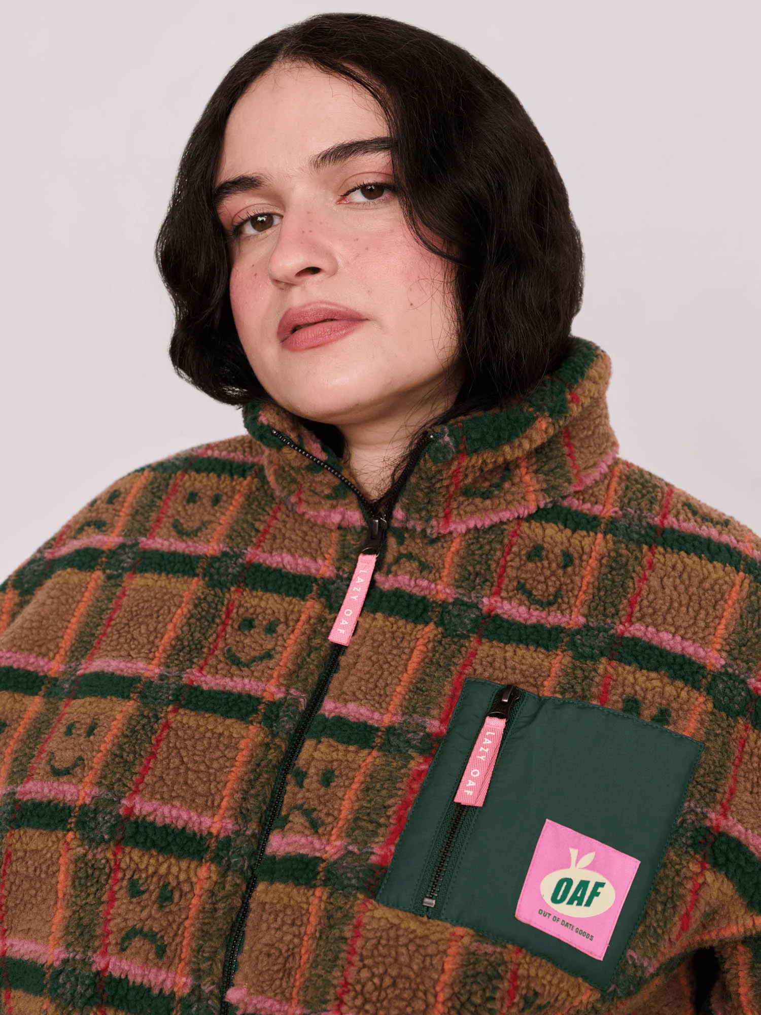 Happy Sad Check Zip Through Fleece - Image 5