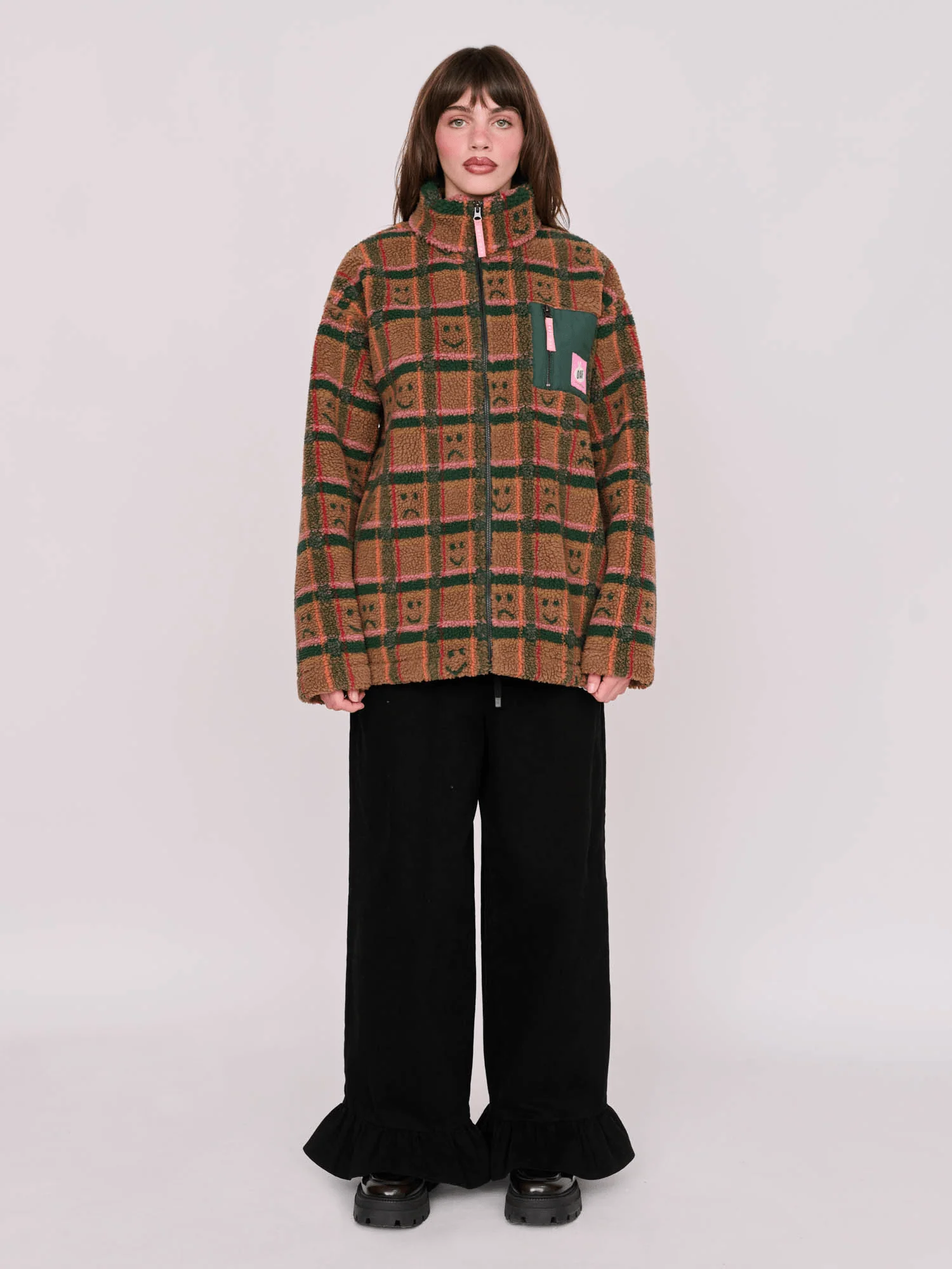 Happy Sad Check Zip Through Fleece - Image 8