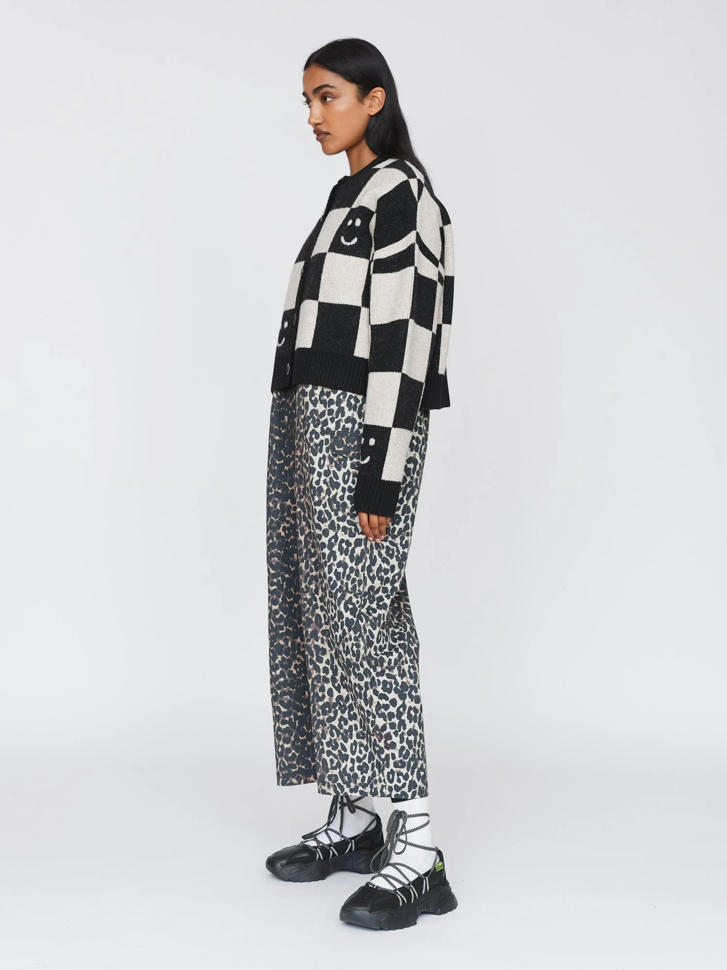 Happy Sad Checkerboard Cardigan - Image 2