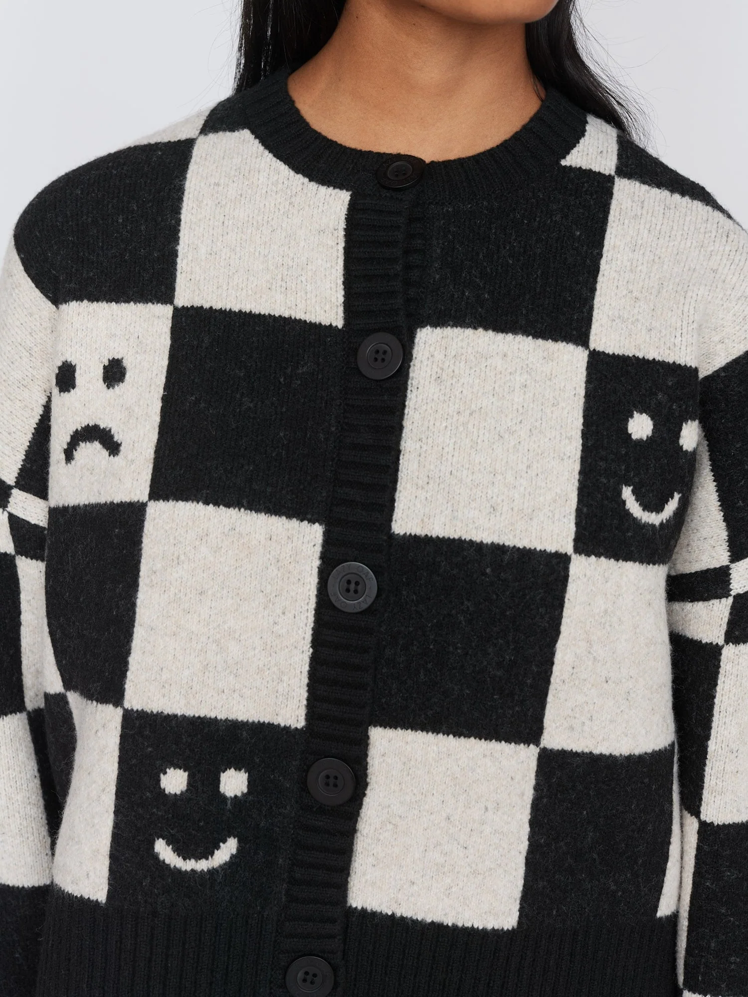 Happy Sad Checkerboard Cardigan - Image 3