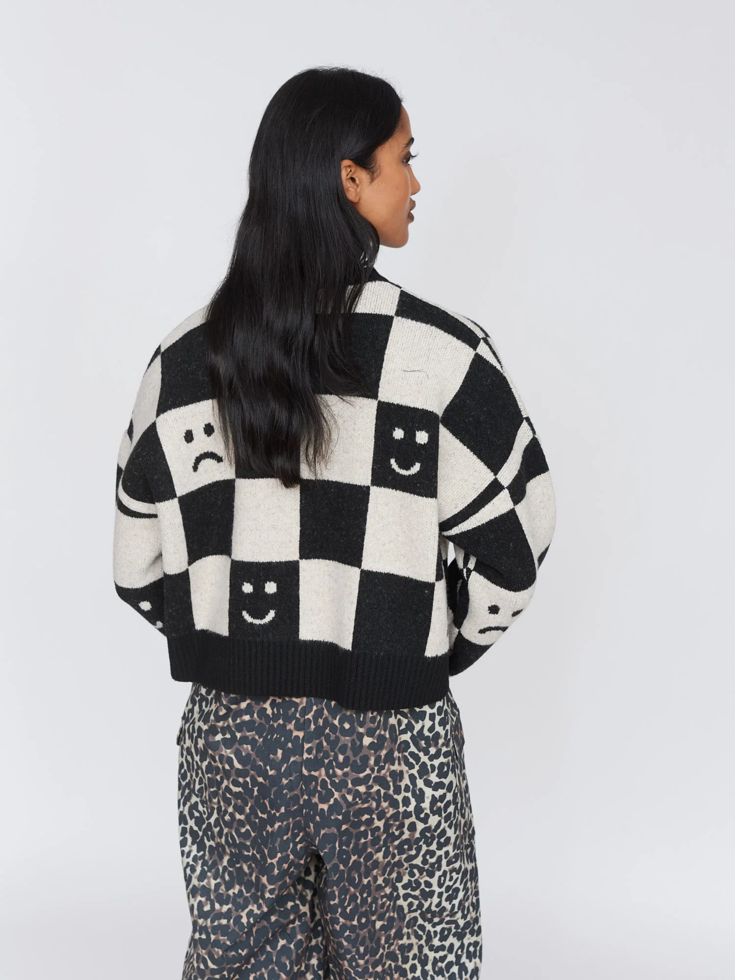 Happy Sad Checkerboard Cardigan - Image 5