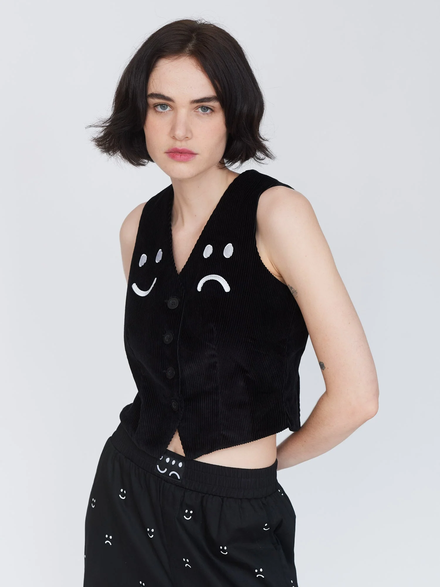 Happy Sad Cord Waistcoat - Image 3
