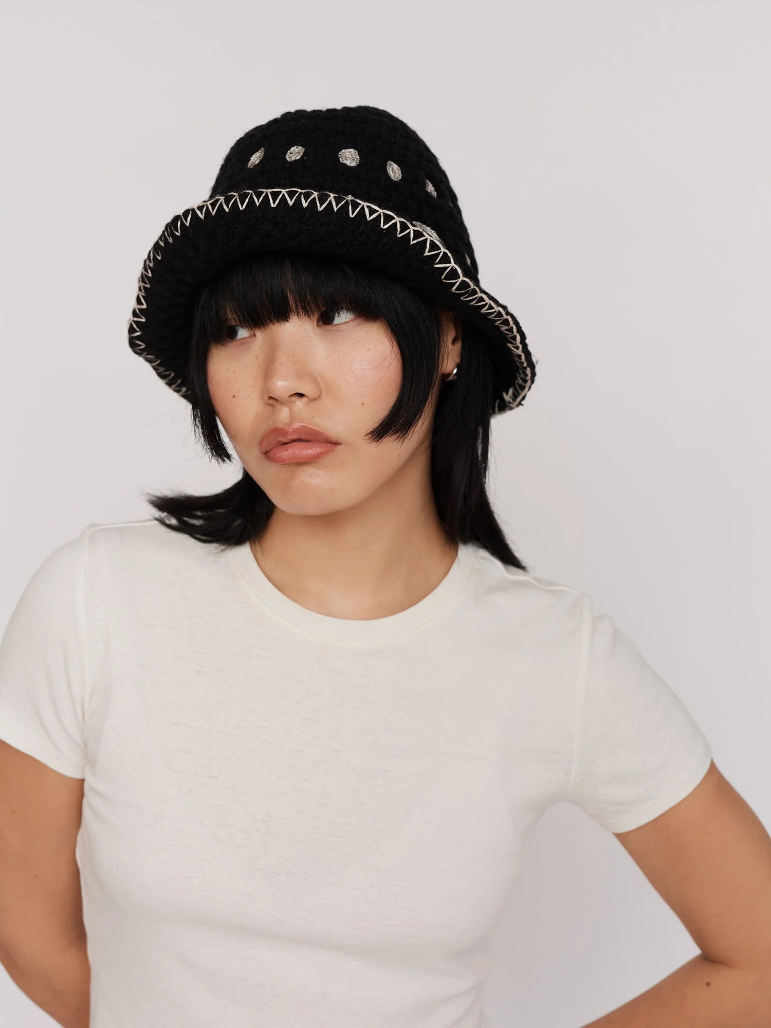 Happy Sad Crochet Style Hat - Image 2