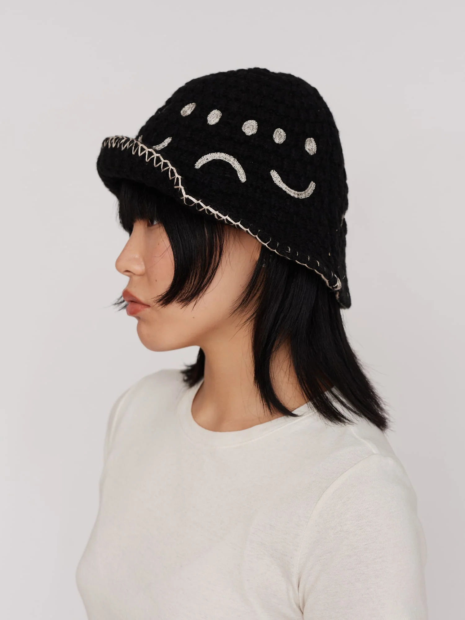 Happy Sad Crochet Style Hat - Image 4