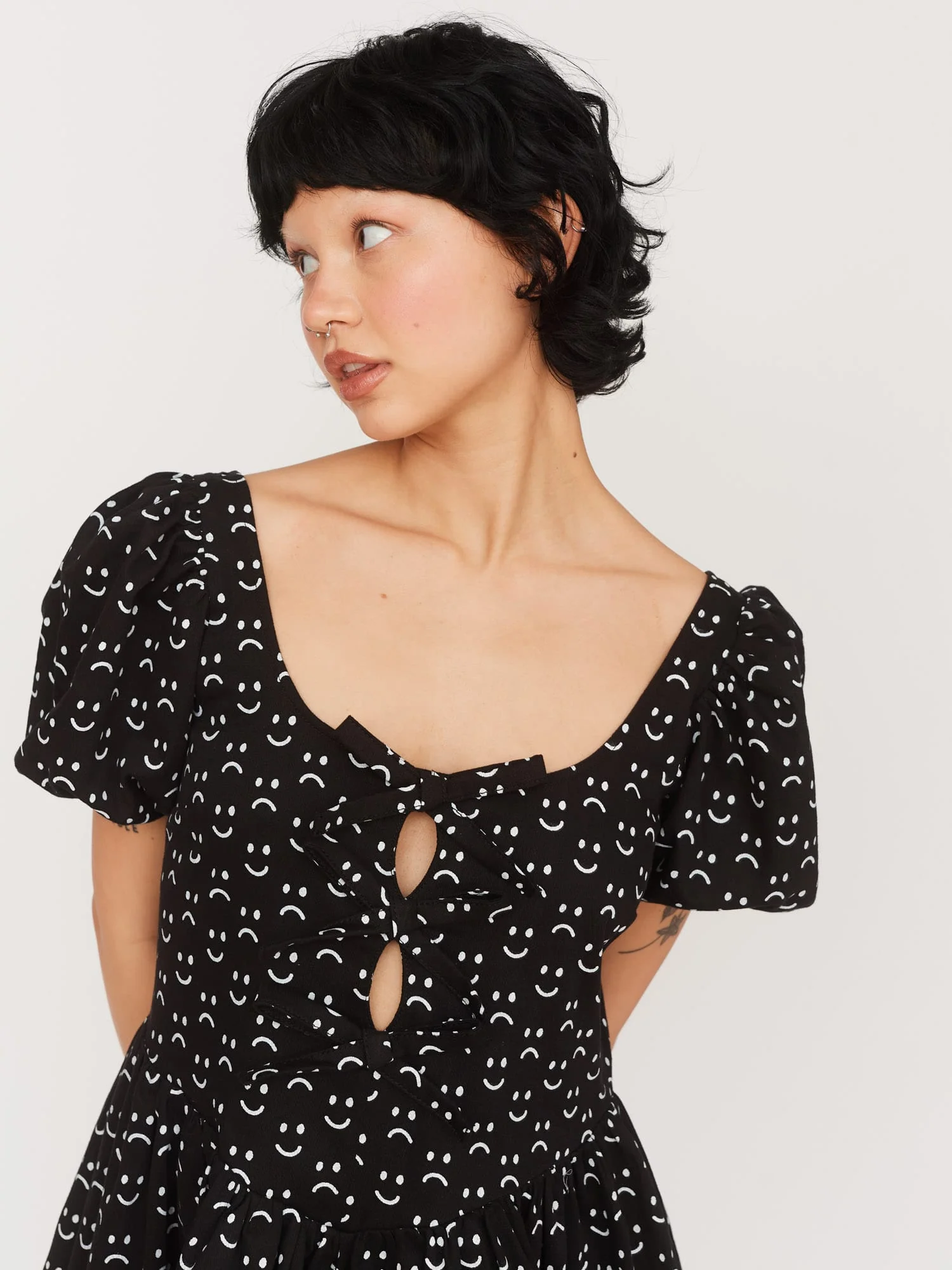 Happy Sad Cut Out Smock Dress - Image 6