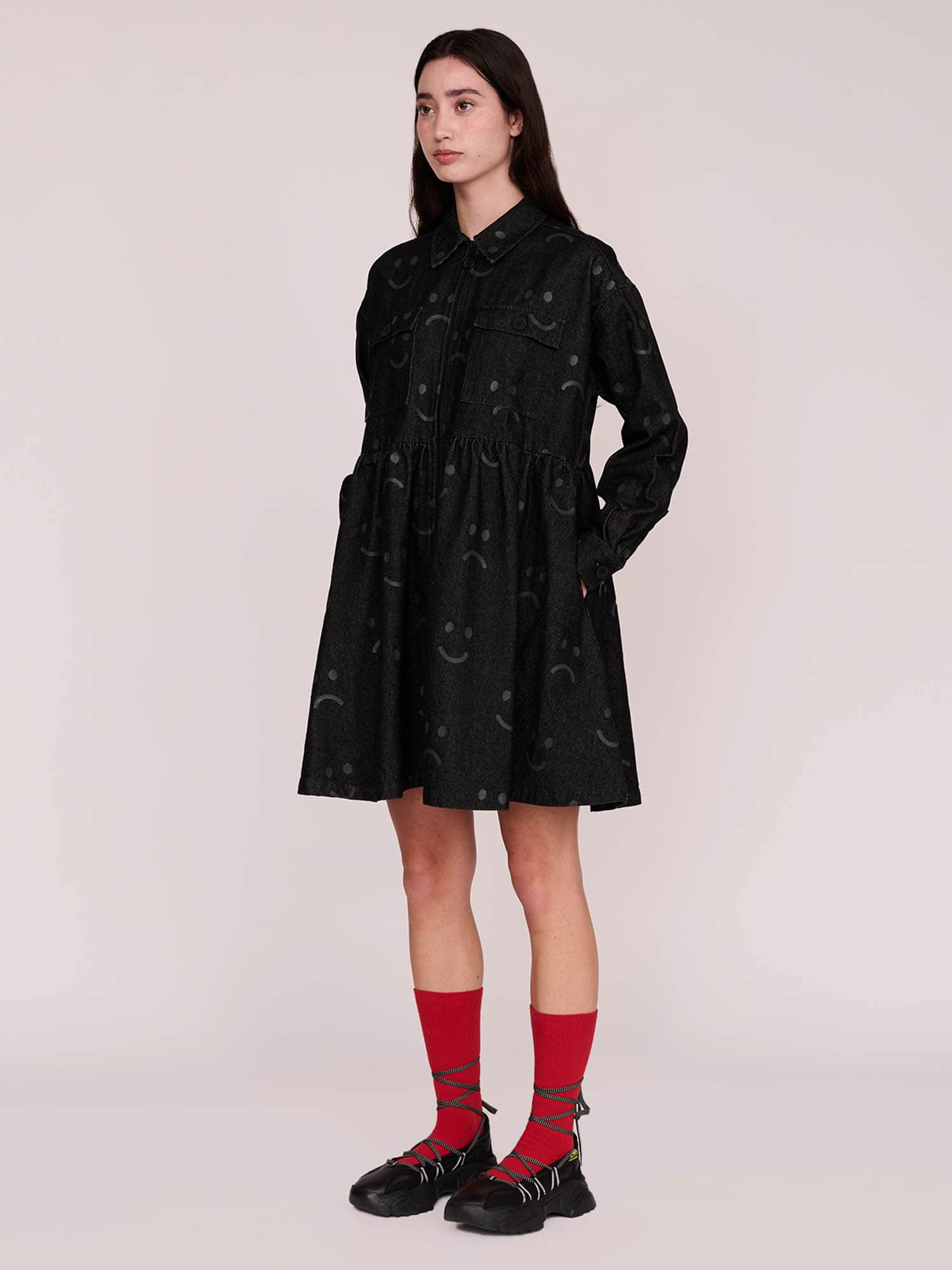 Happy Sad Denim Dress - Image 4