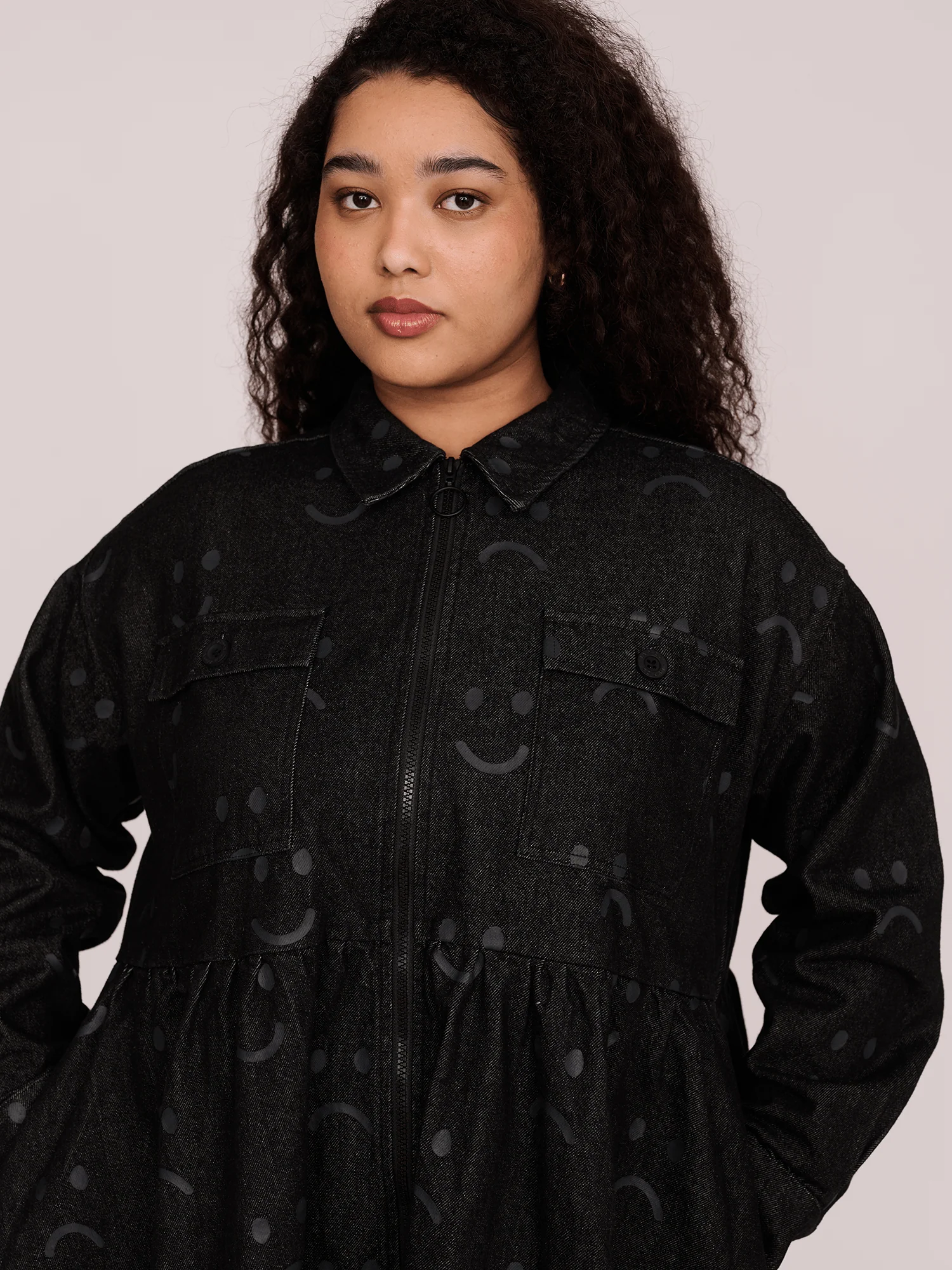 Happy Sad Denim Dress - Image 5