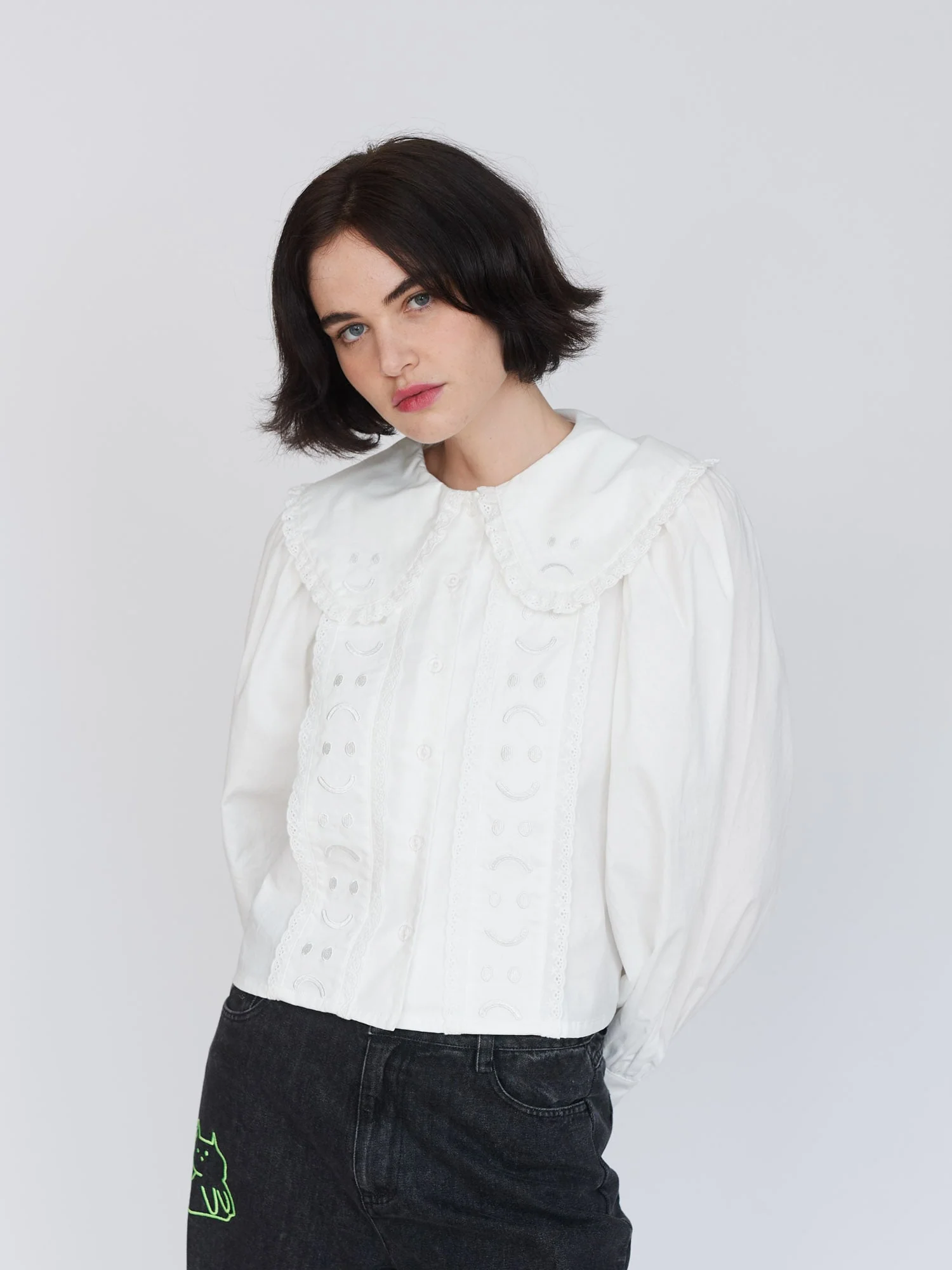 Happy Sad Embroidery Shirt - Image 2