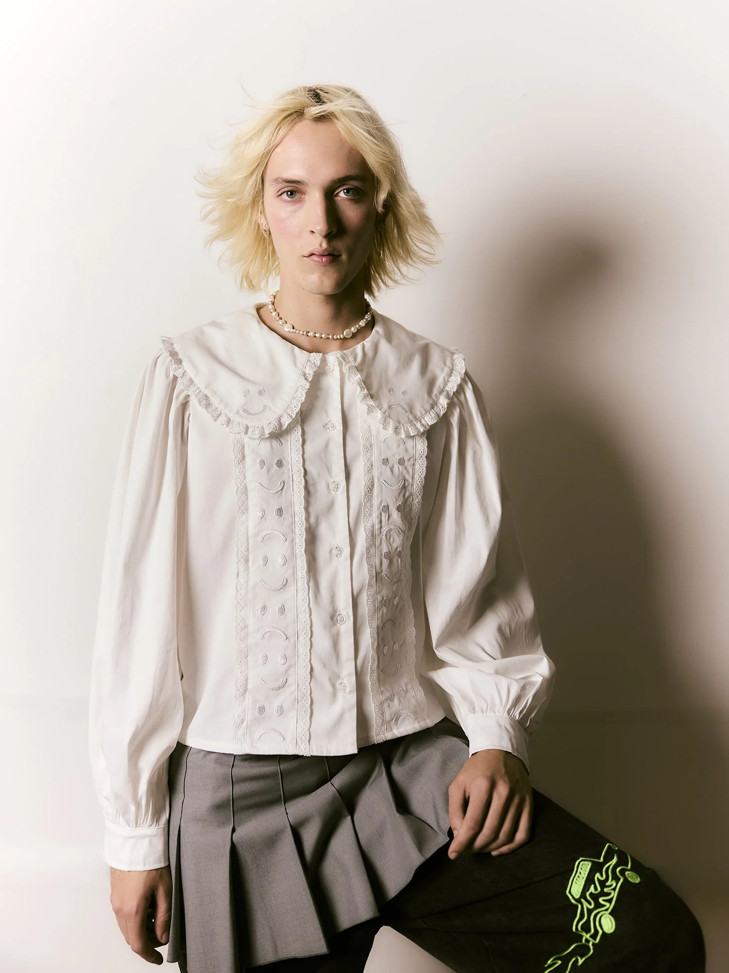 Happy Sad Embroidery Shirt - Image 3