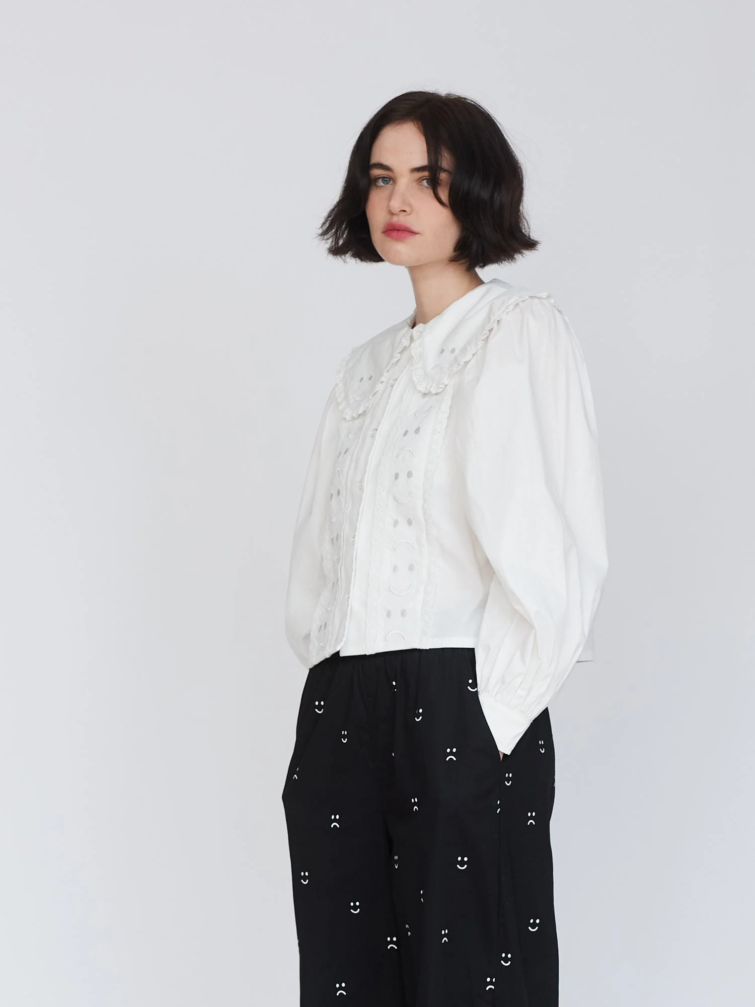 Happy Sad Embroidery Shirt - Image 5
