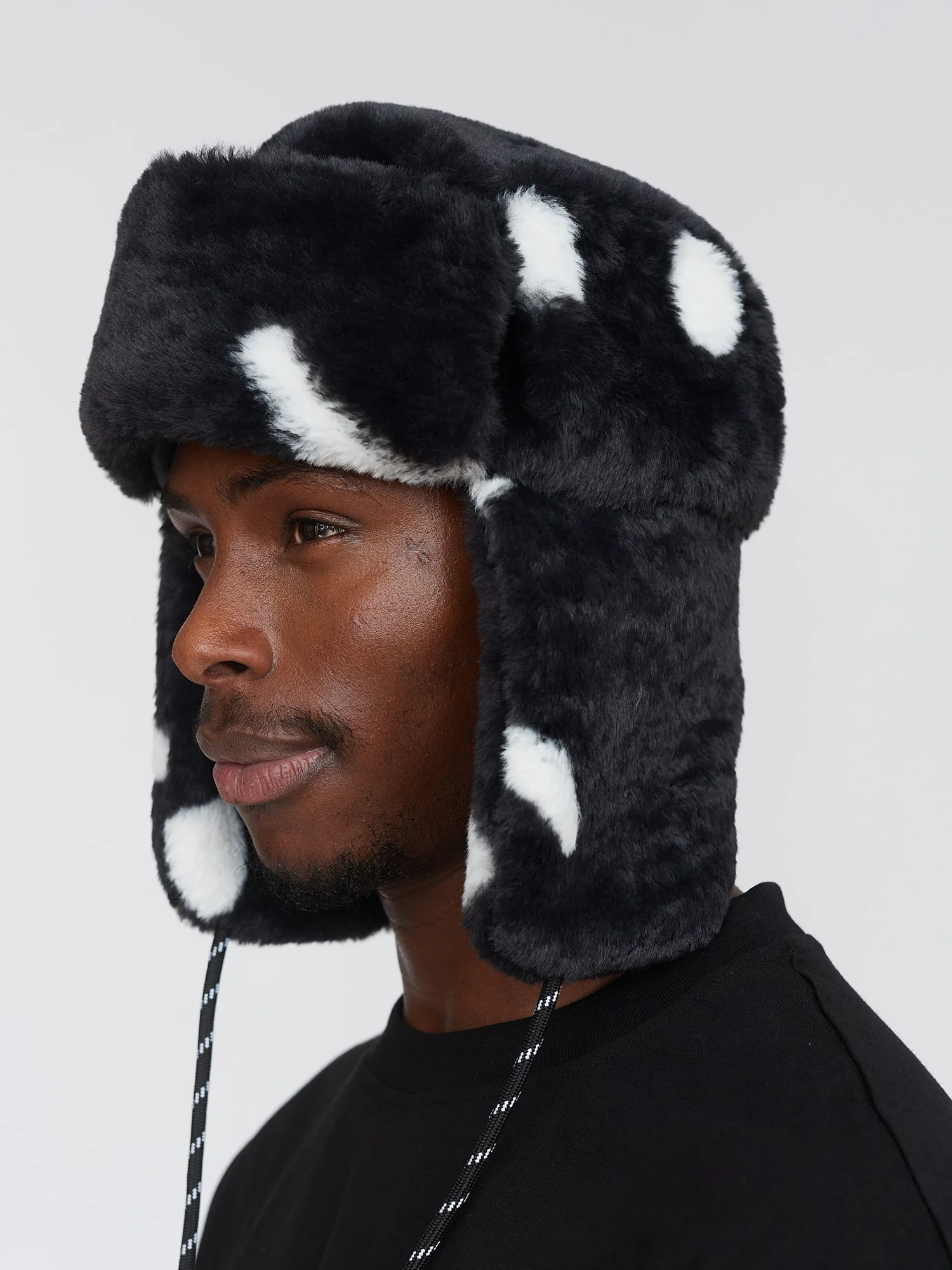 Happy Sad Faux Fur Trapper Hat - Image 3