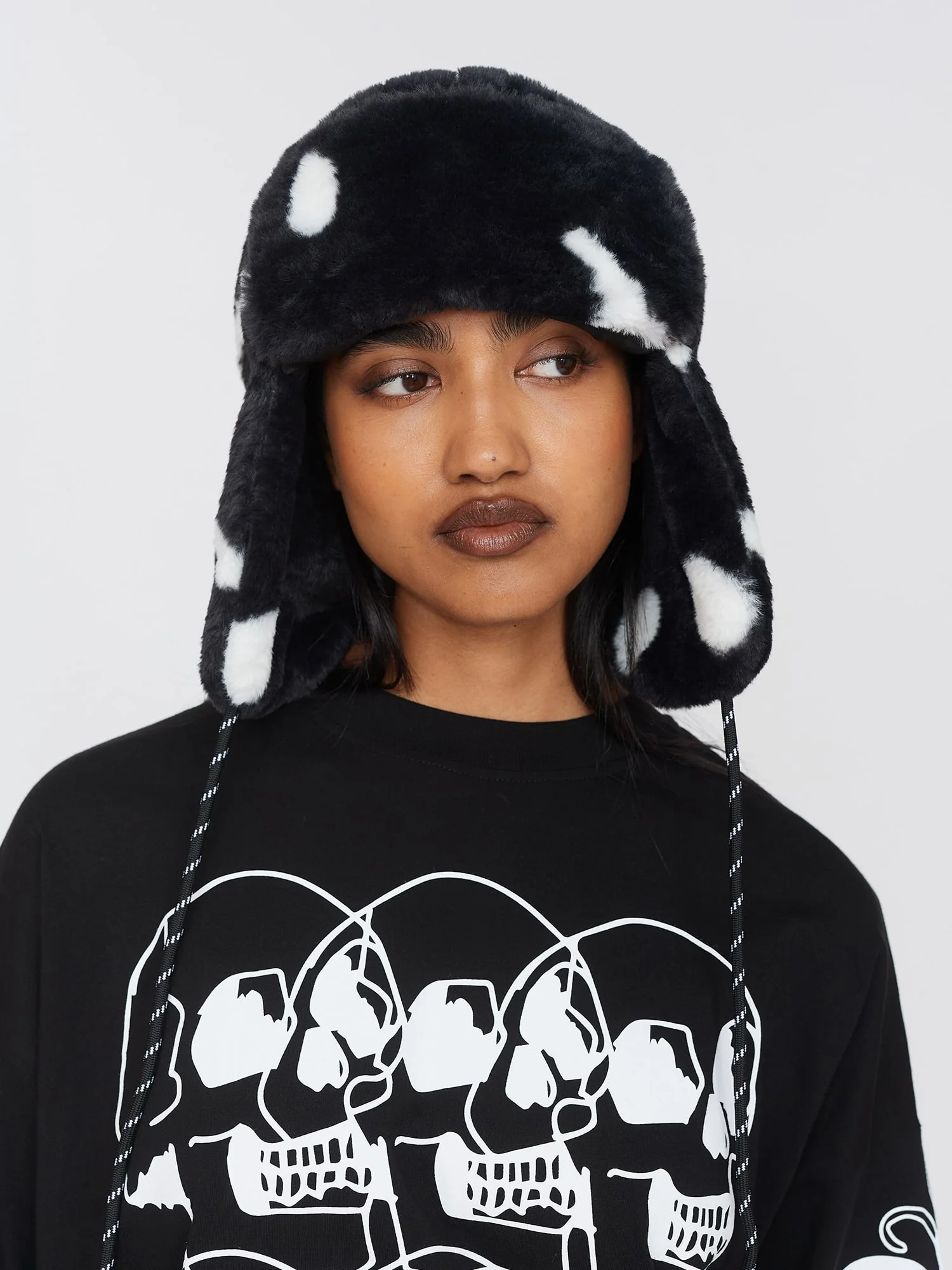 Happy Sad Faux Fur Trapper Hat - Image 5