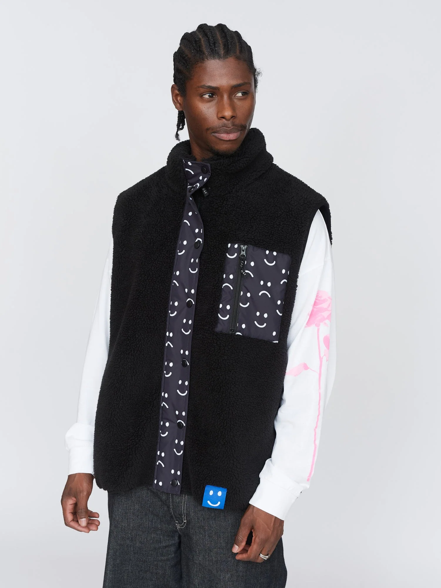 Happy Sad Fleece Gilet - Image 2