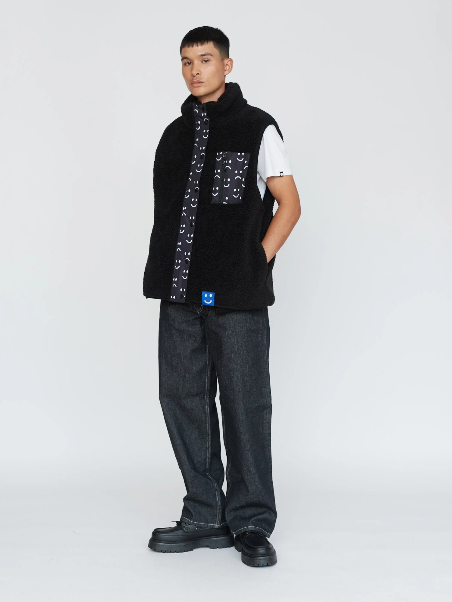 Happy Sad Fleece Gilet - Image 3