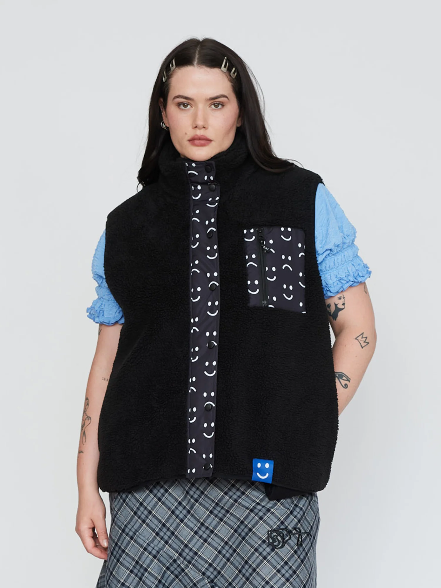Happy Sad Fleece Gilet - Image 5