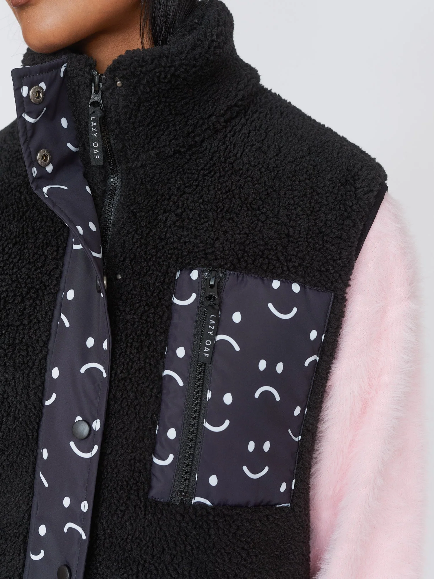 Happy Sad Fleece Gilet - Image 6