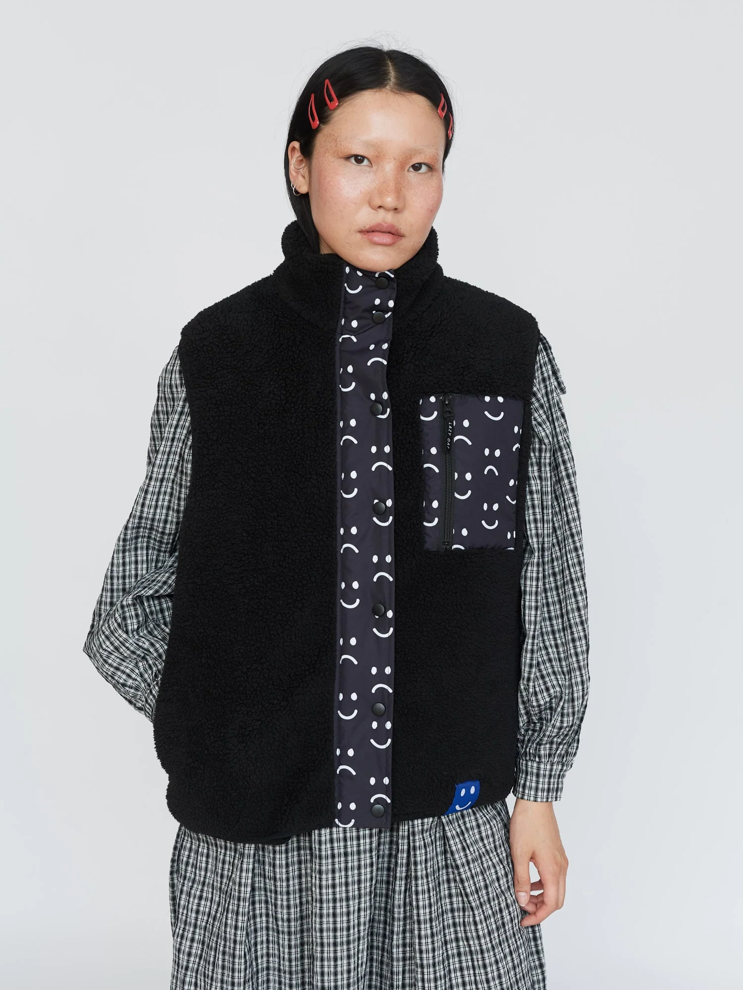 Happy Sad Fleece Gilet - Image 8