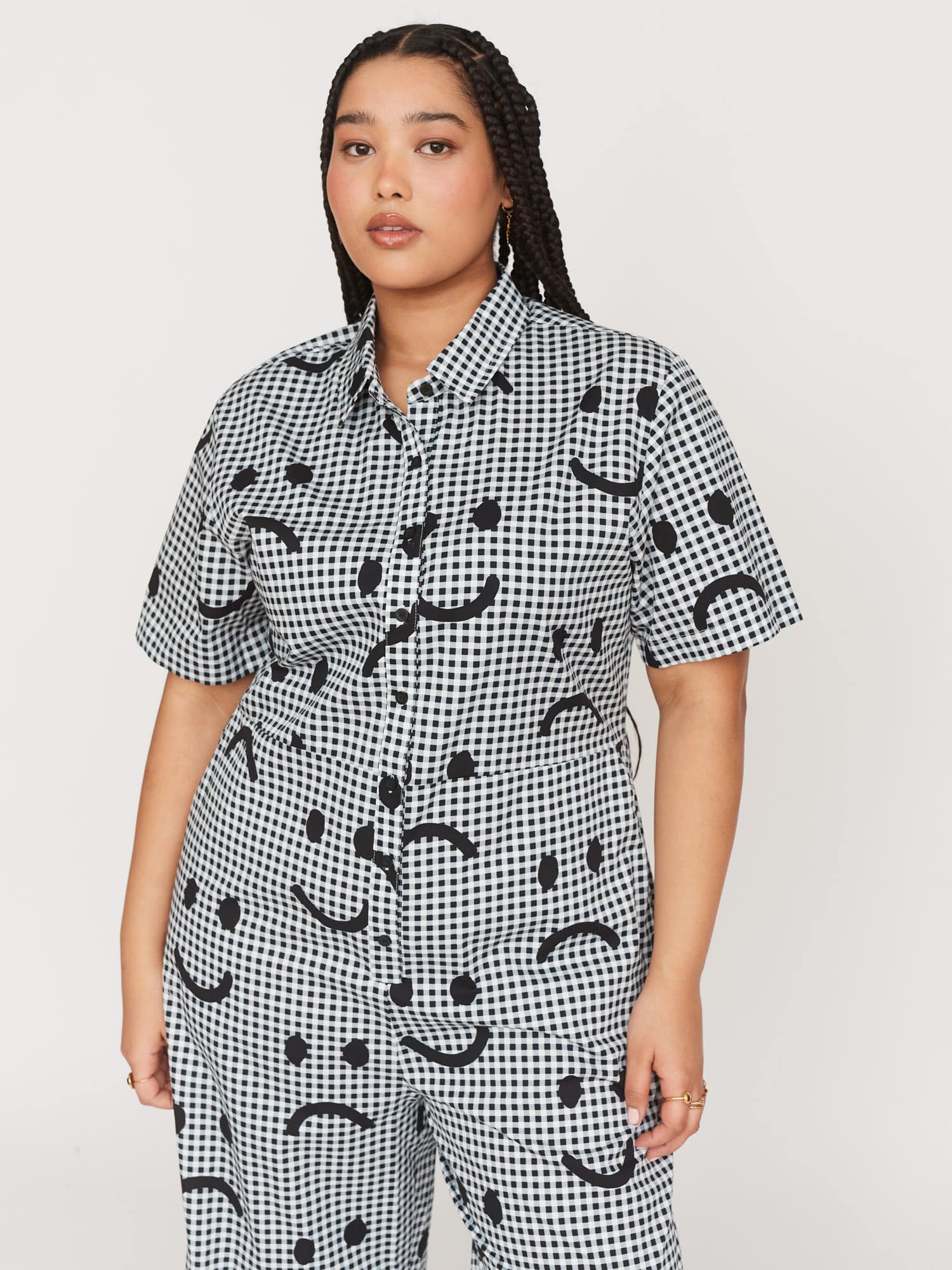 Happy Sad Gingham Jumpsuit - Image 4