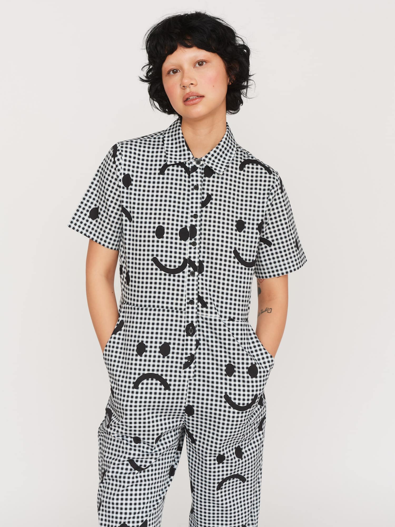 Happy Sad Gingham Jumpsuit - Image 6