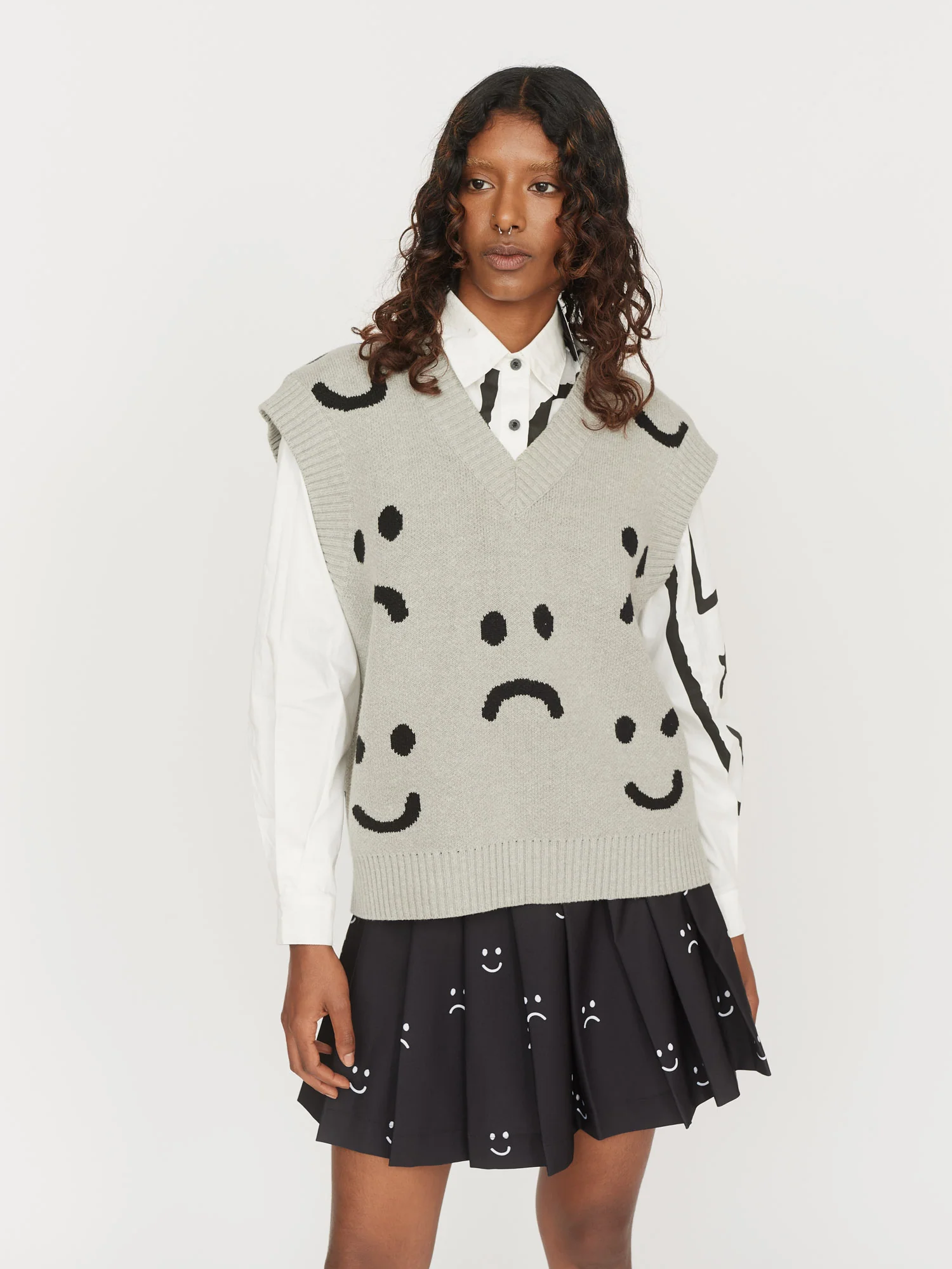 Happy Sad Grey Marl Vest - Image 2
