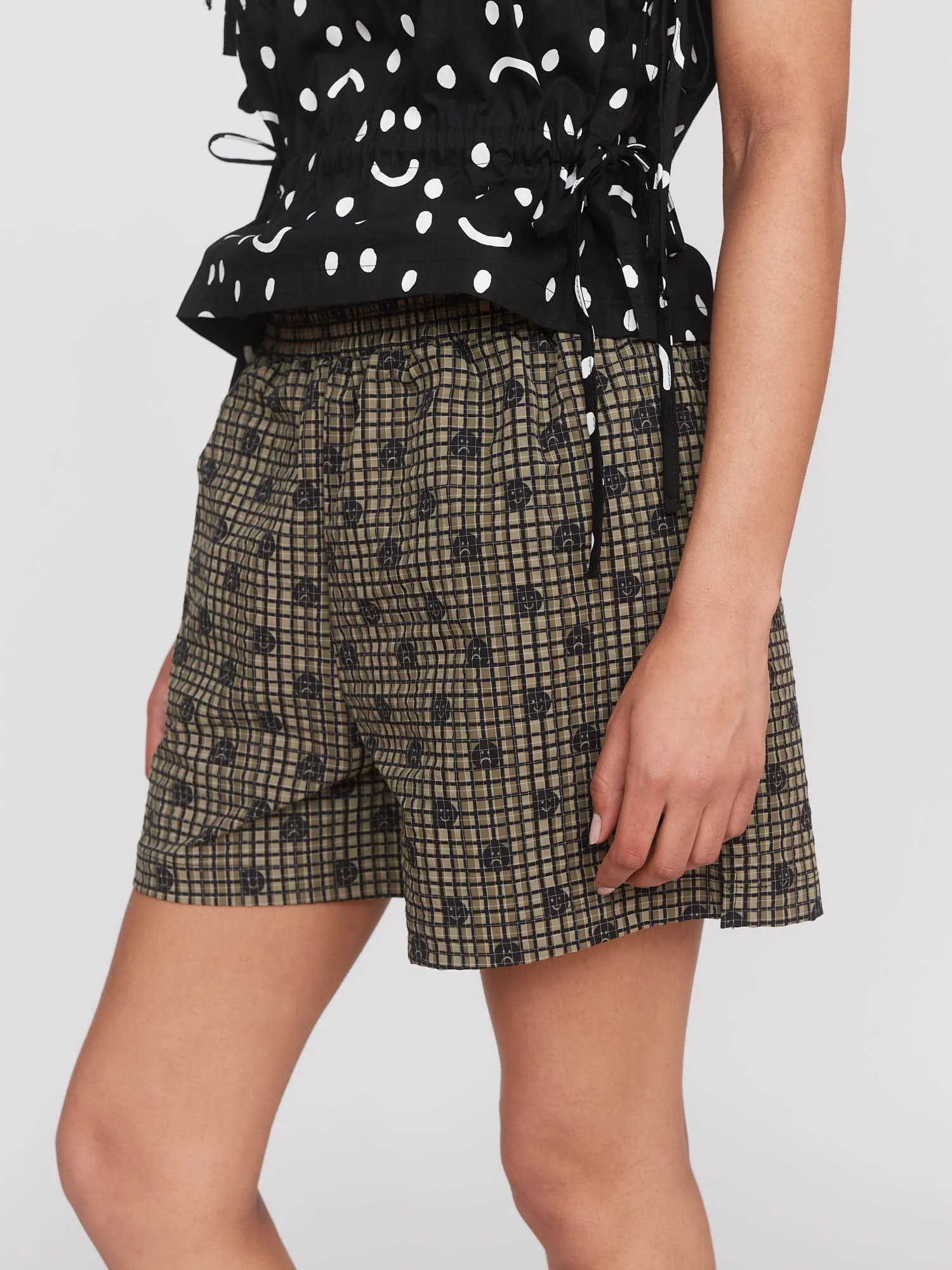 Happy Sad Grid Camo Shorts