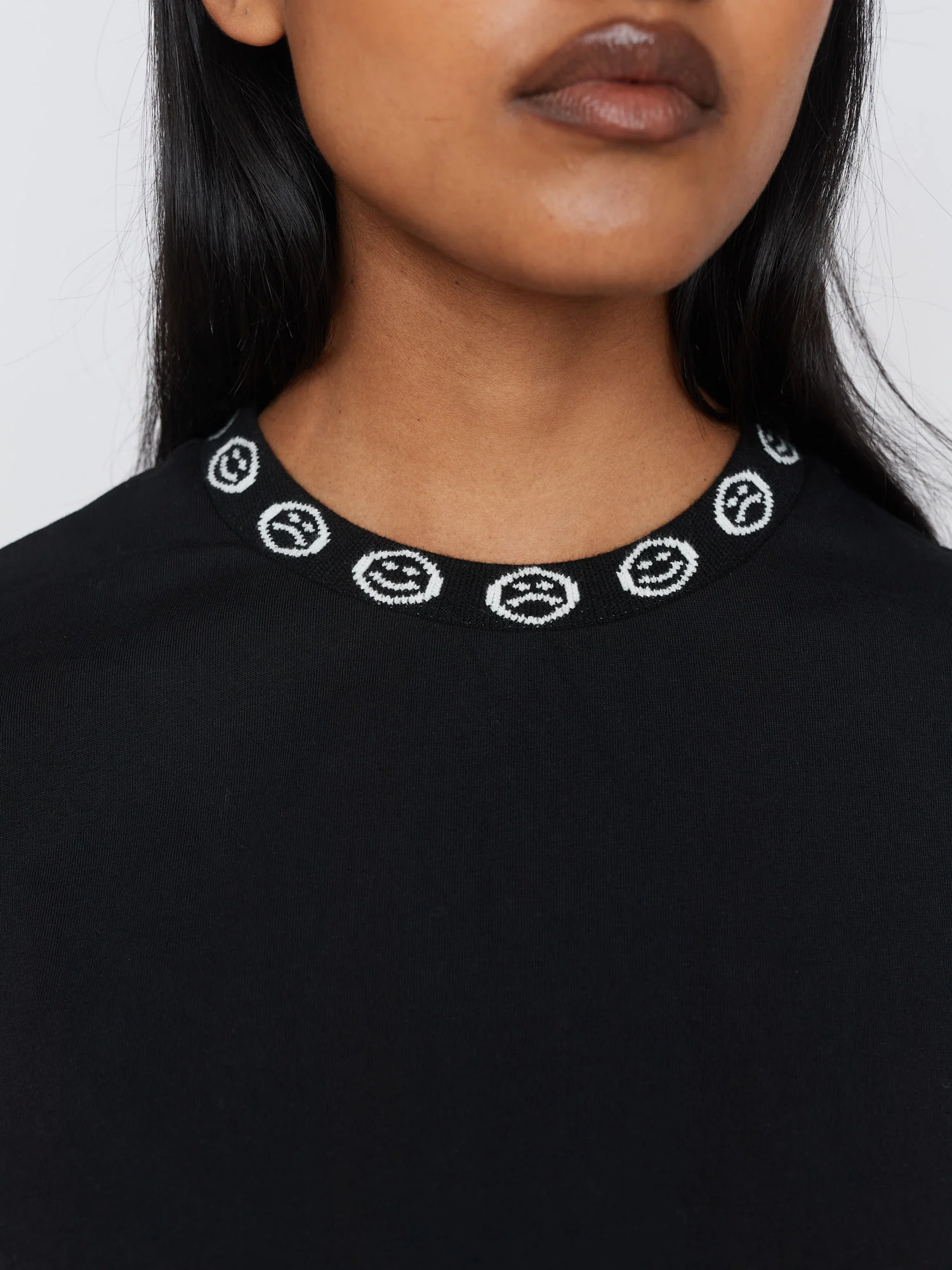 Happy Sad Jacquard Collar T-Shirt - Image 4
