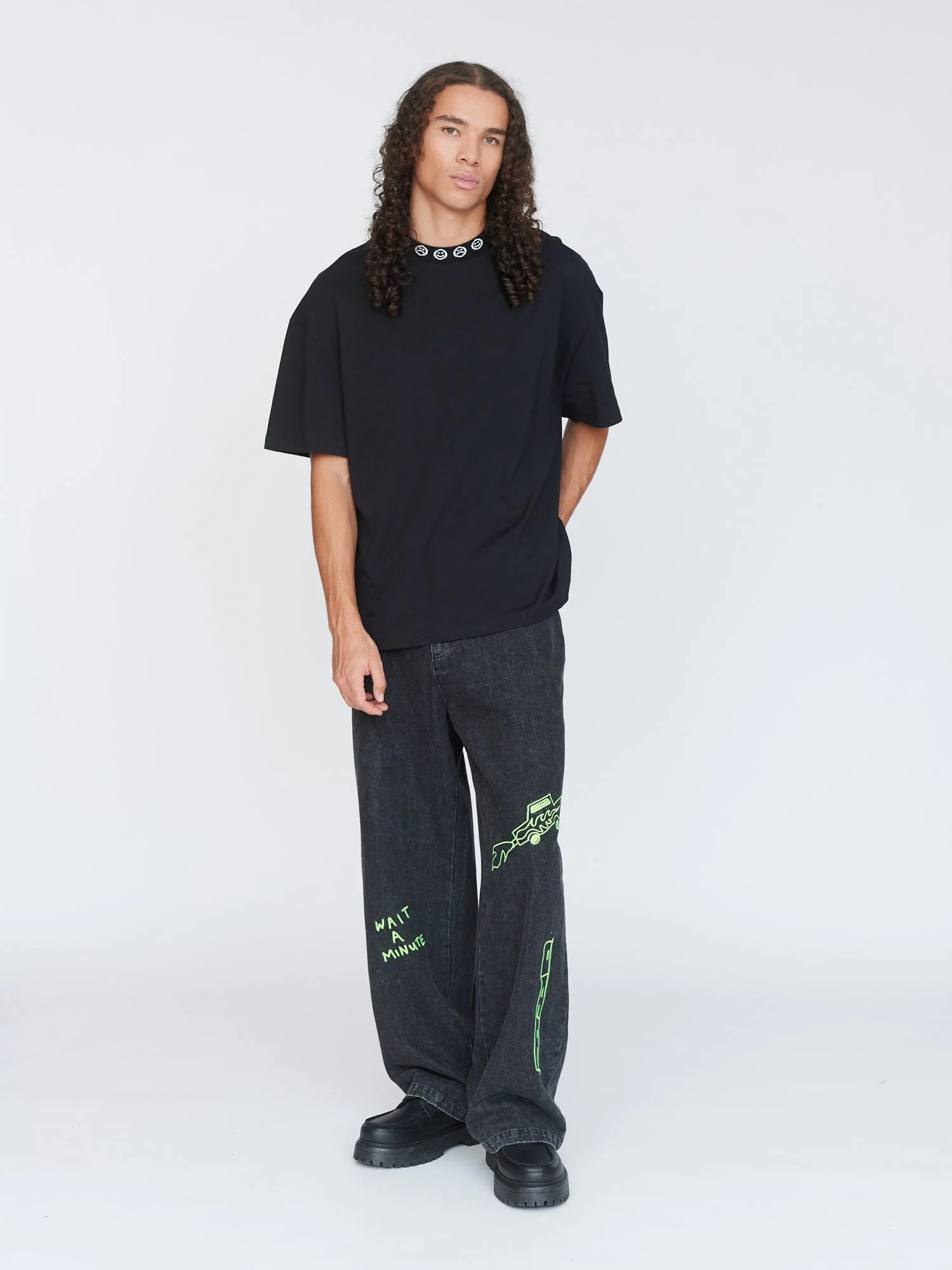 Happy Sad Jacquard Collar T-Shirt - Image 5