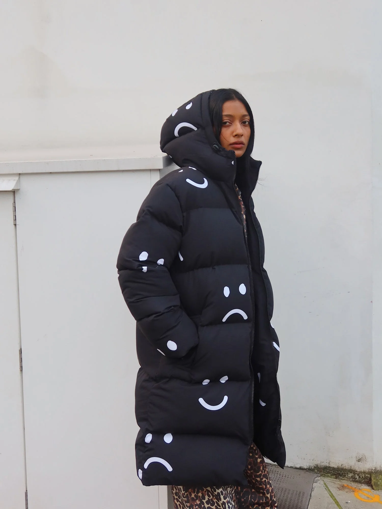 Happy Sad Longline Puffer Coat - Image 2