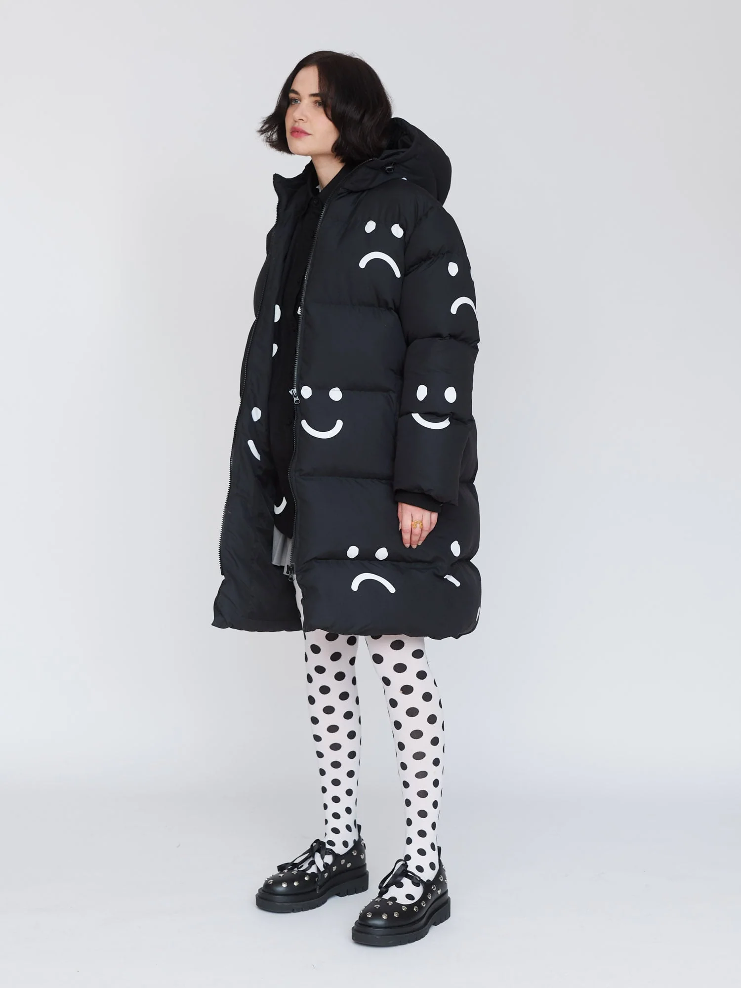 Happy Sad Longline Puffer Coat - Image 3