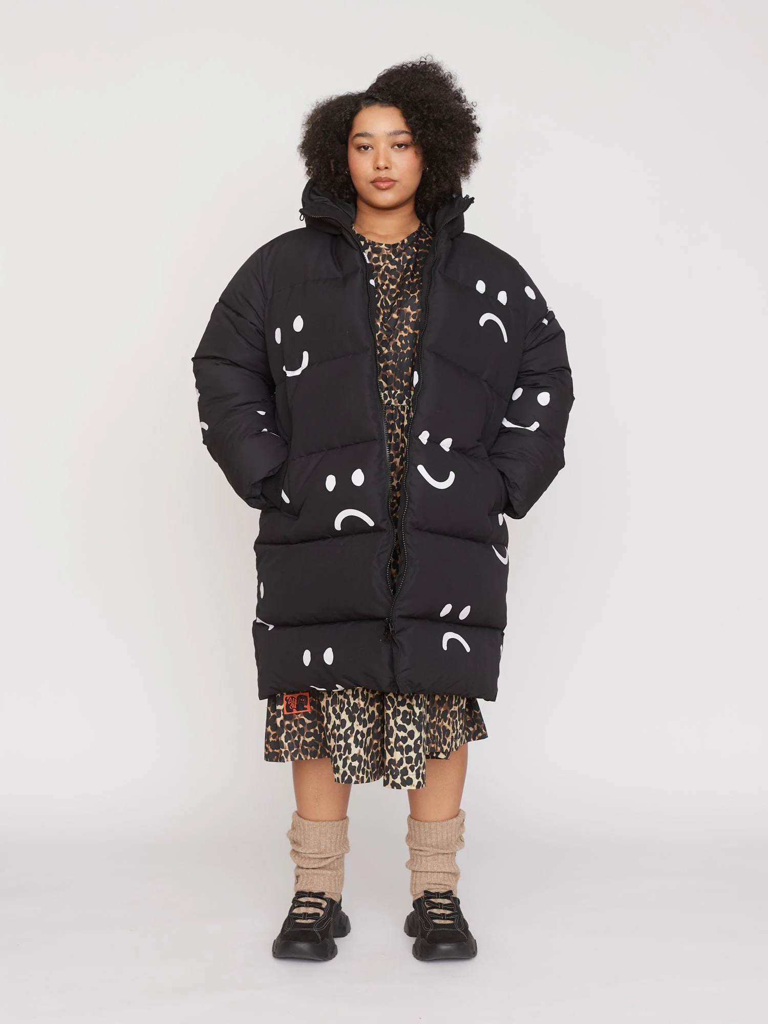 Happy Sad Longline Puffer Coat - Image 4