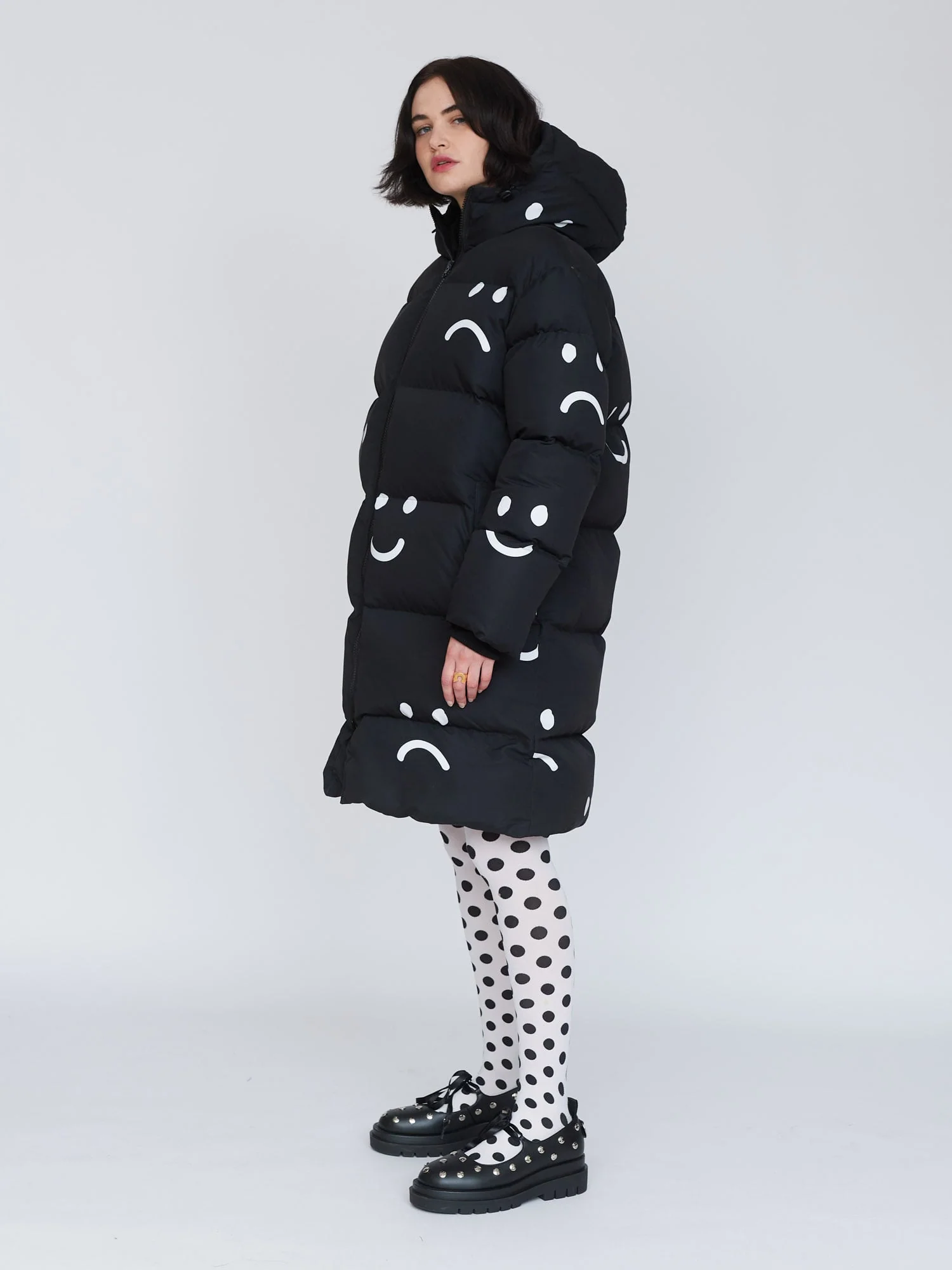 Happy Sad Longline Puffer Coat - Image 7