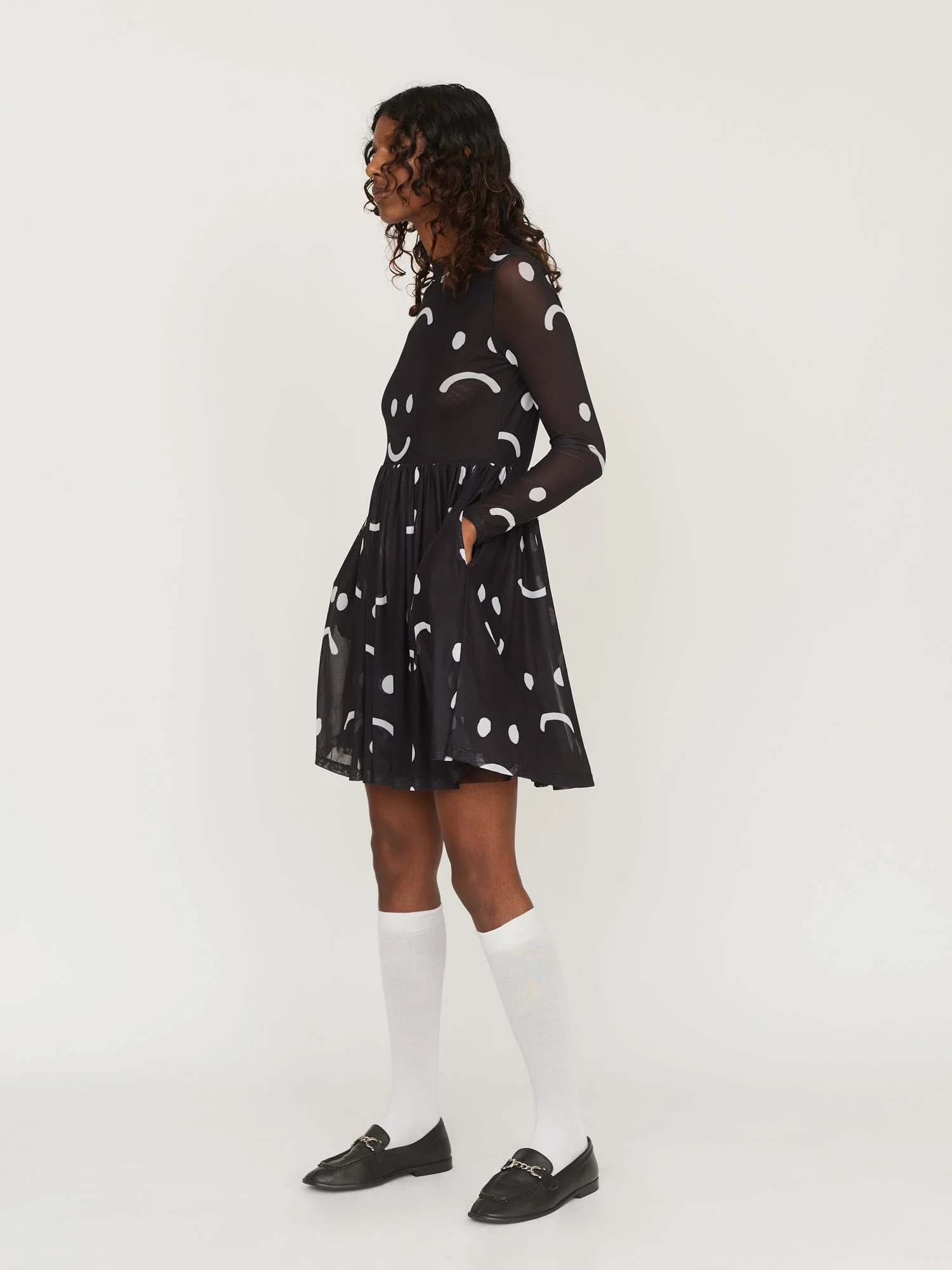 Happy Sad Mesh Smock Mini Dress - Image 3