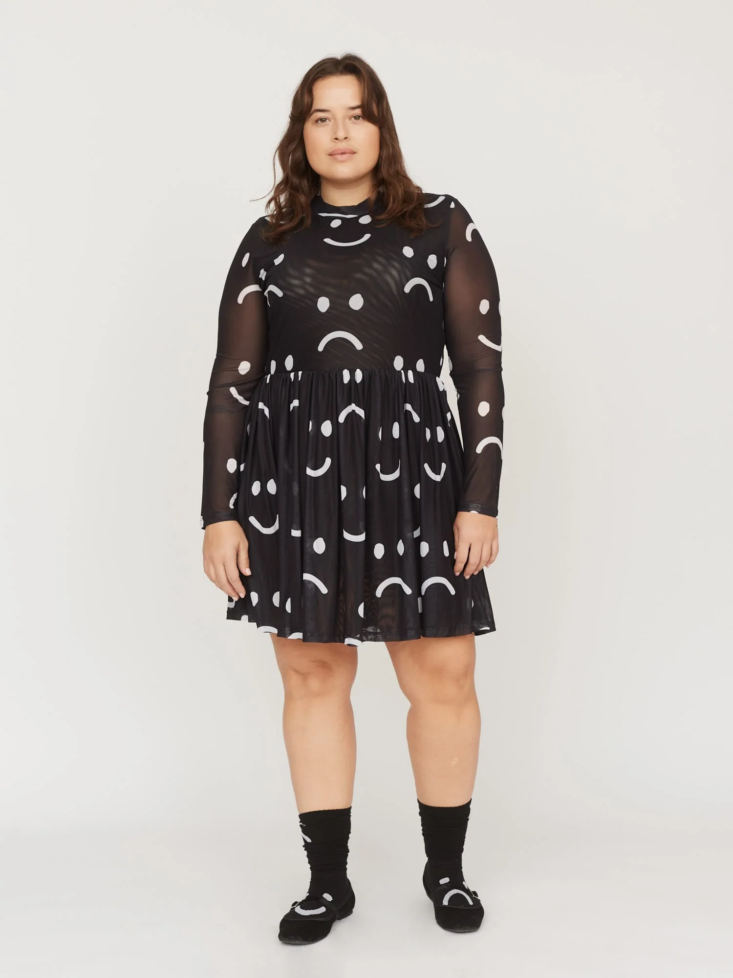 Happy Sad Mesh Smock Mini Dress - Image 4