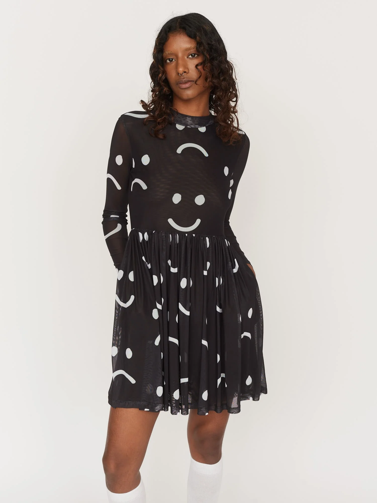 Happy Sad Mesh Smock Mini Dress - Image 9