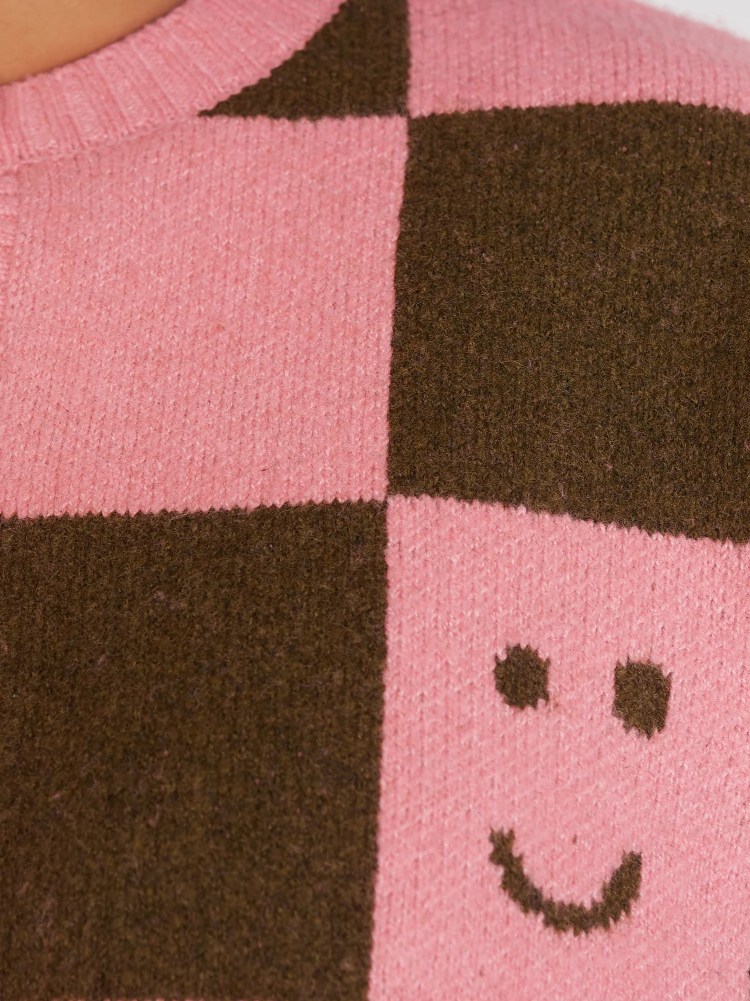 Happy Sad Pink & Khaki Checkerboard Cardigan - Image 6
