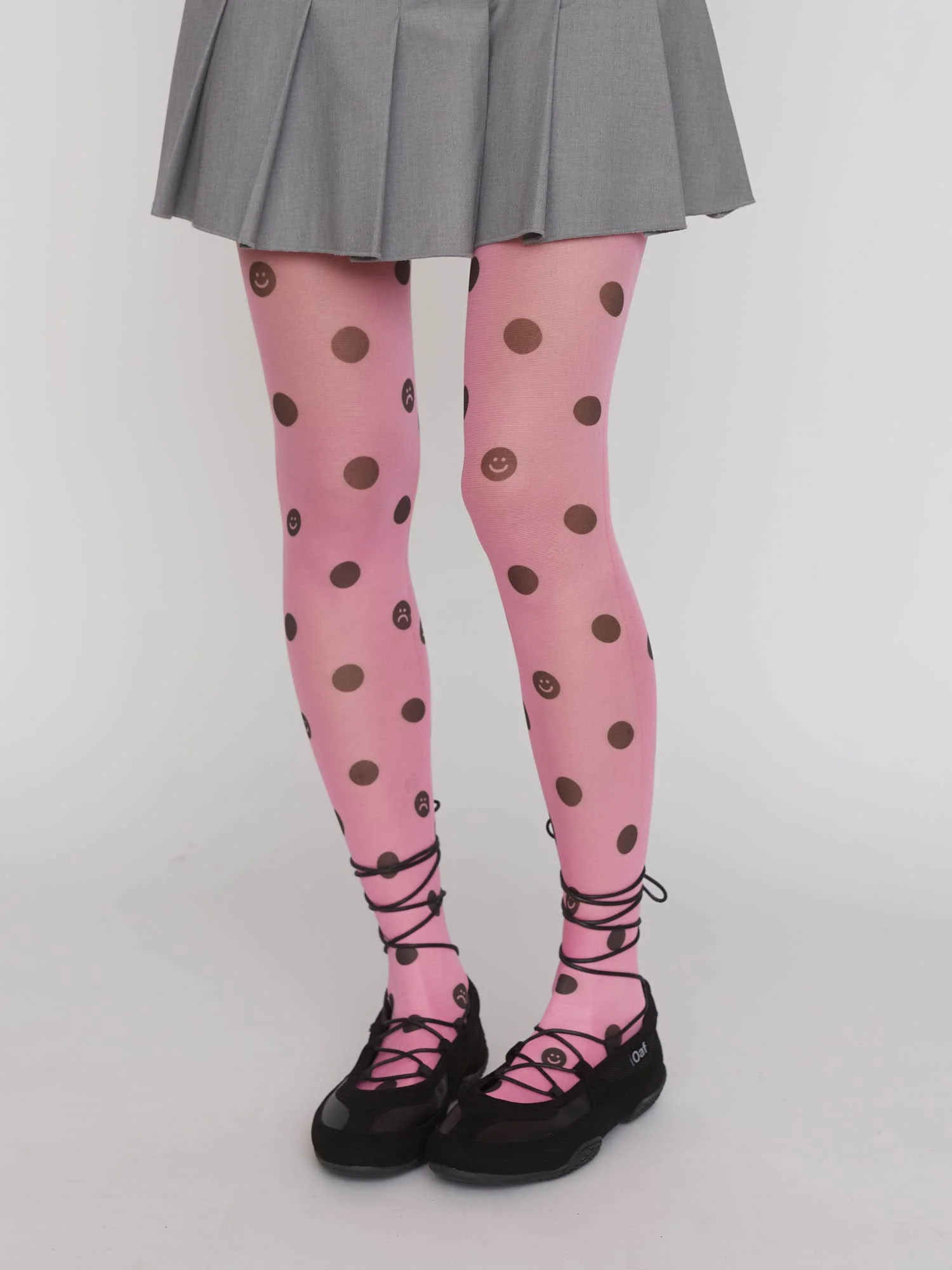 Happy Sad Pink Polka Dot Tights