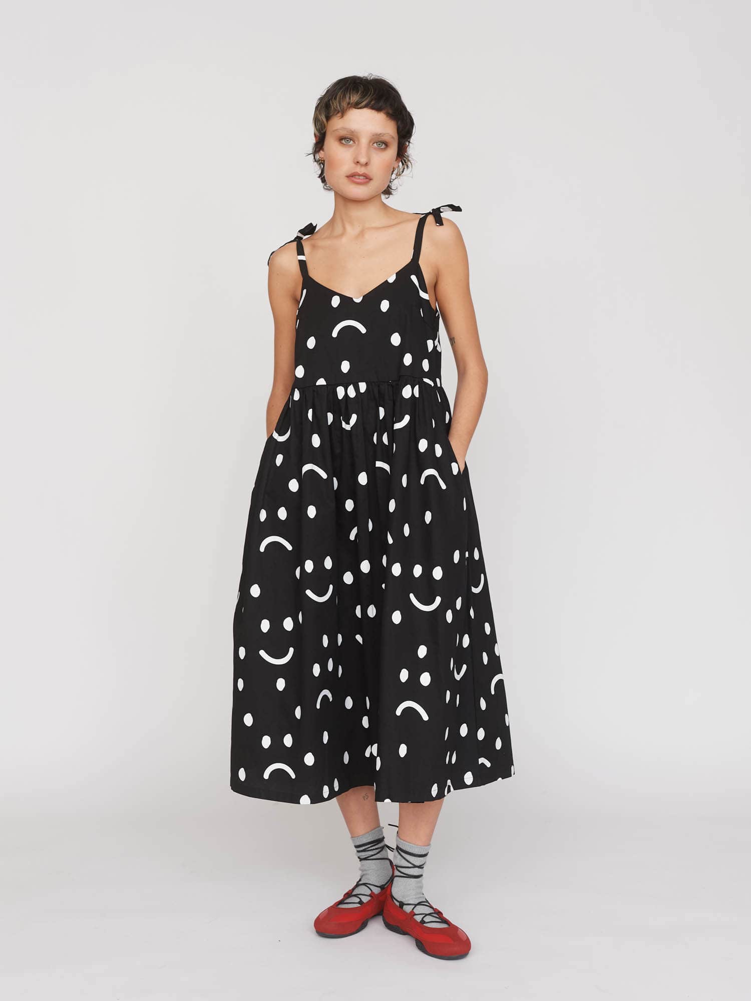 Happy Sad Polka Dot Midi Dress
