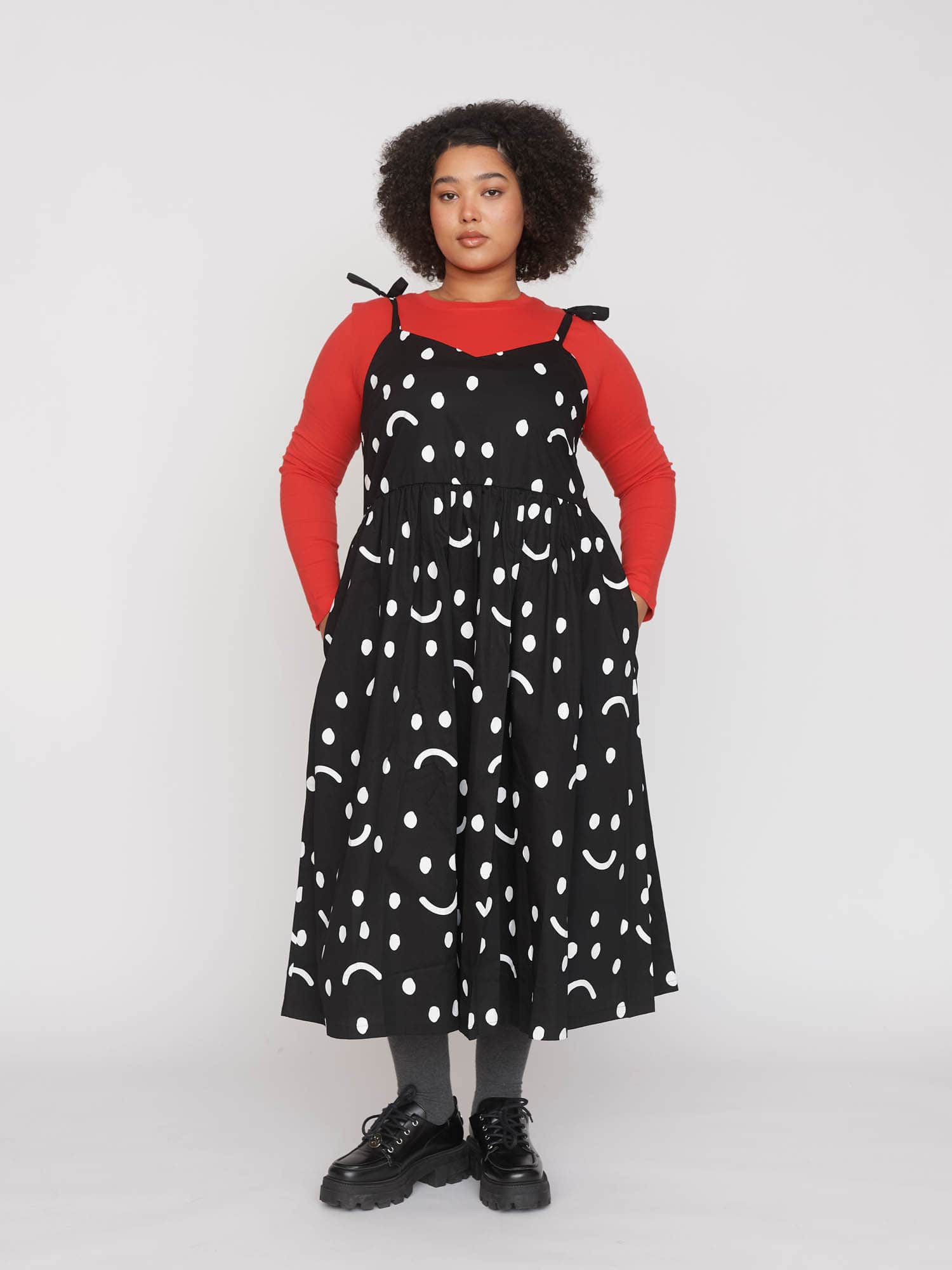 Happy Sad Polka Dot Midi Dress - Image 2