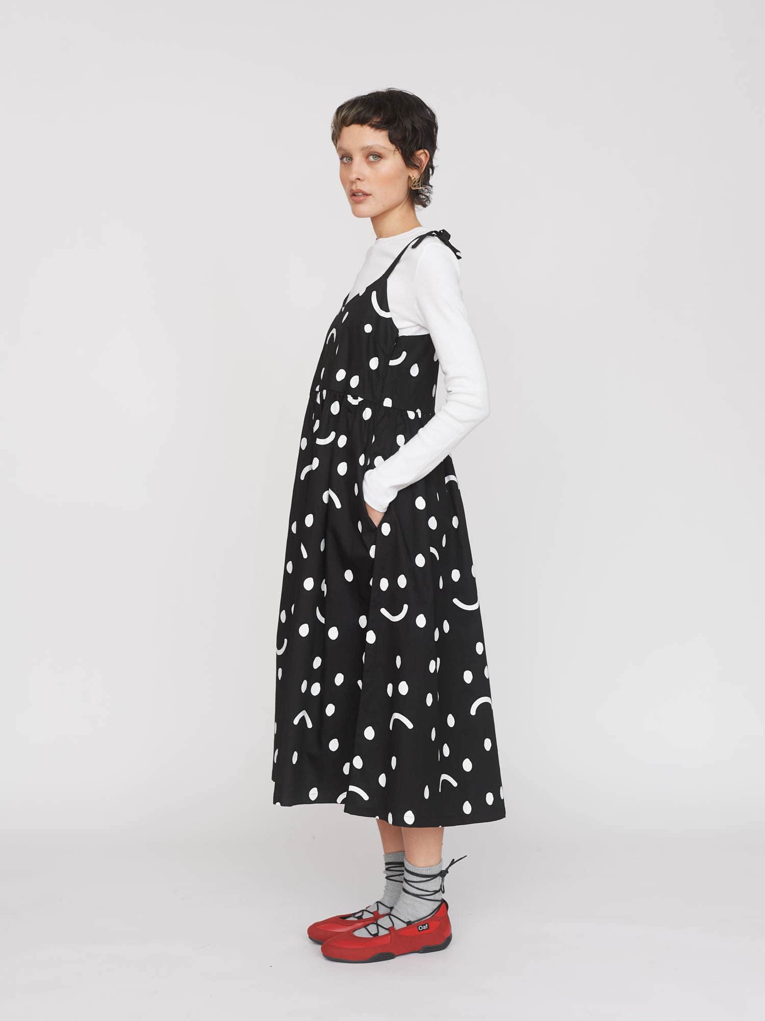 Happy Sad Polka Dot Midi Dress - Image 3