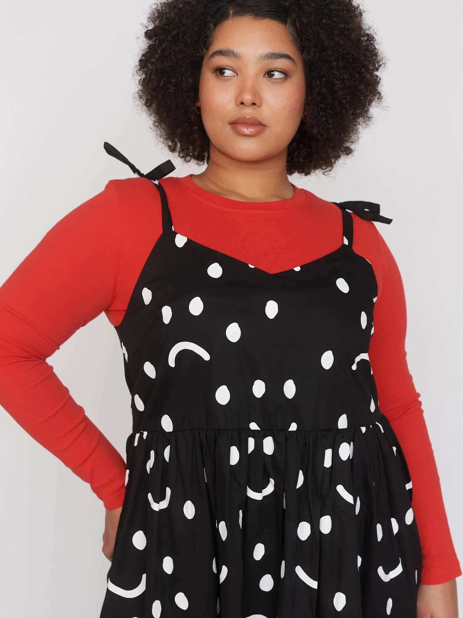 Happy Sad Polka Dot Midi Dress - Image 4