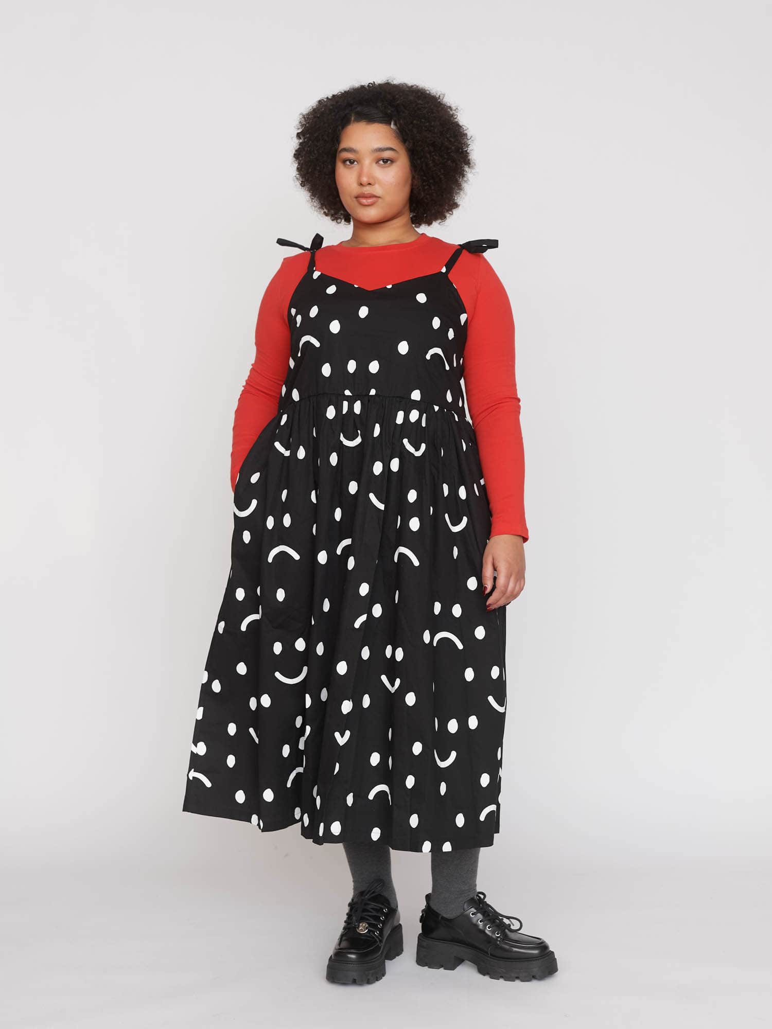 Happy Sad Polka Dot Midi Dress - Image 7